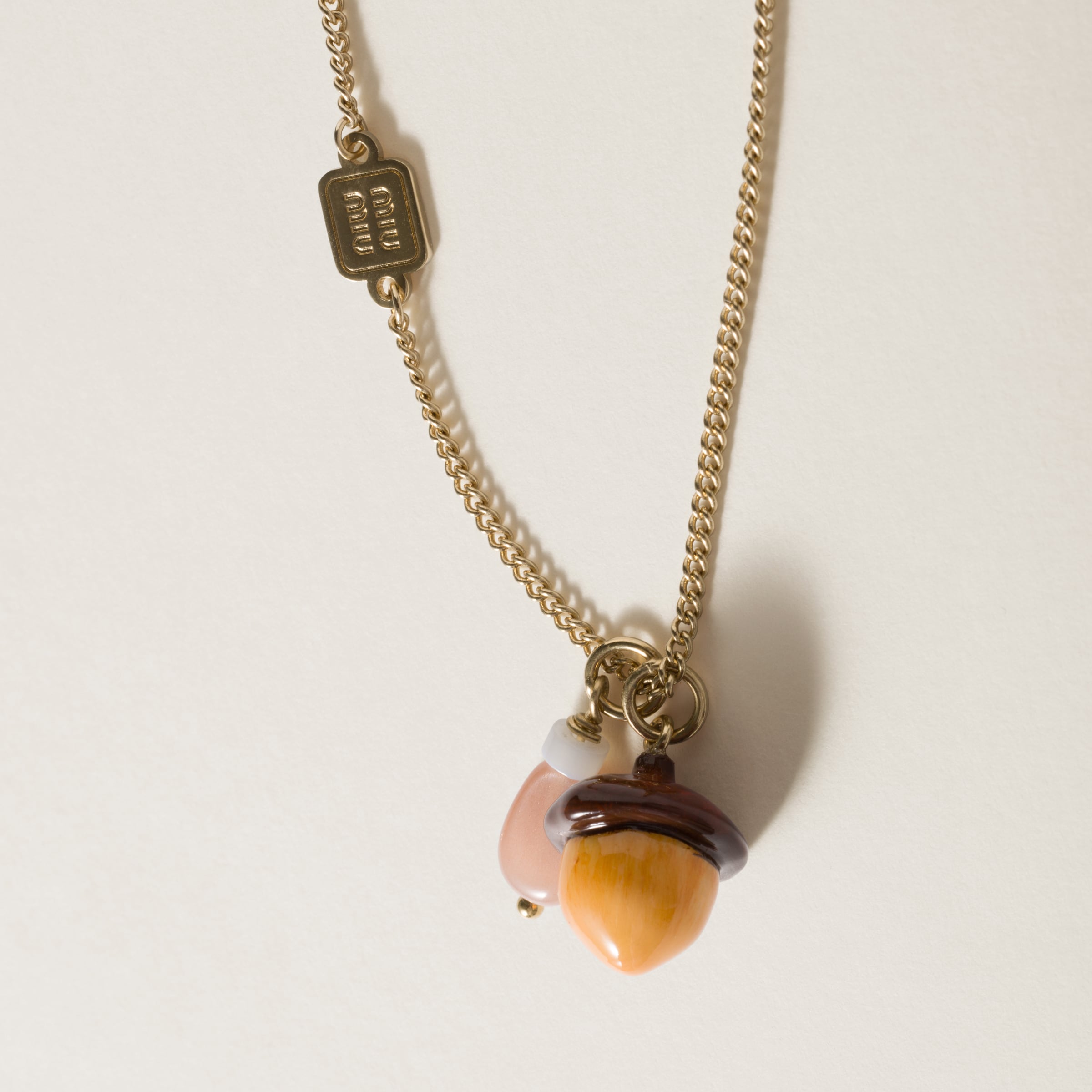 Miu Miu｜ (5IC155 2CUT F04A3) Gold/moonstone Metal Necklace | Miu Miu
