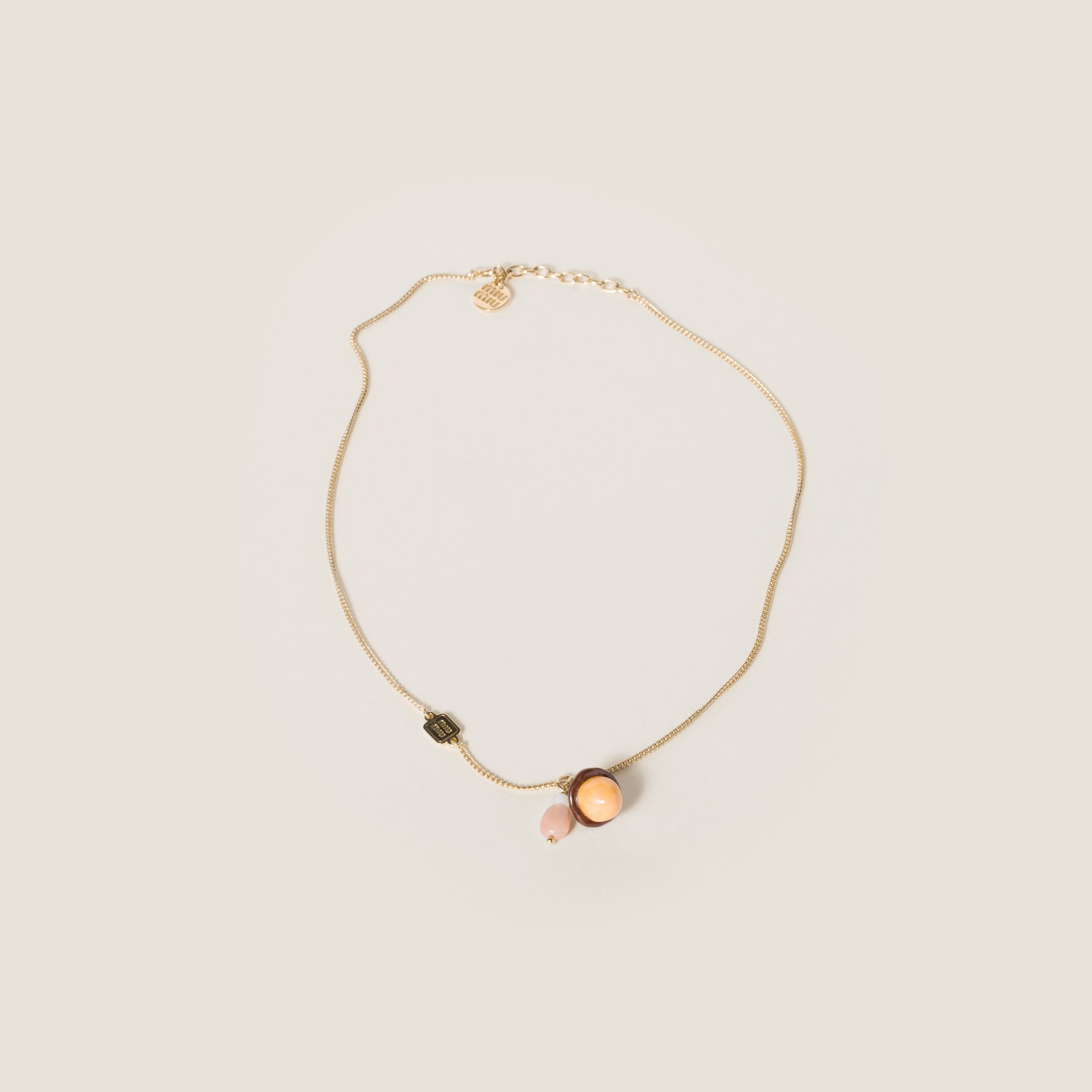 Miu Miu｜ (5IC155 2CUT F04A3) Gold/moonstone Metal Necklace | Miu Miu