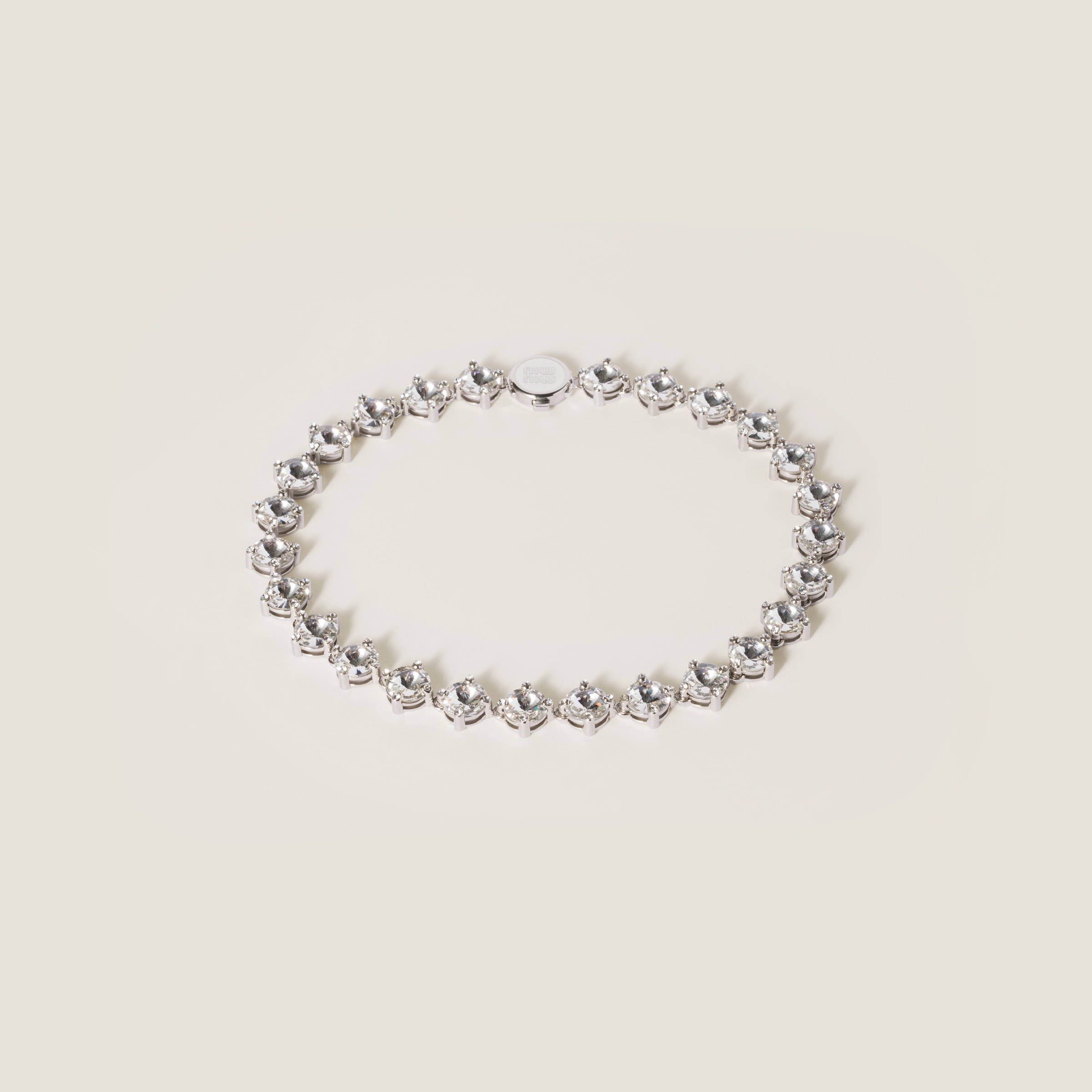 Miu Miu Necklace Steel Crystal クリスタルメタルネックレス