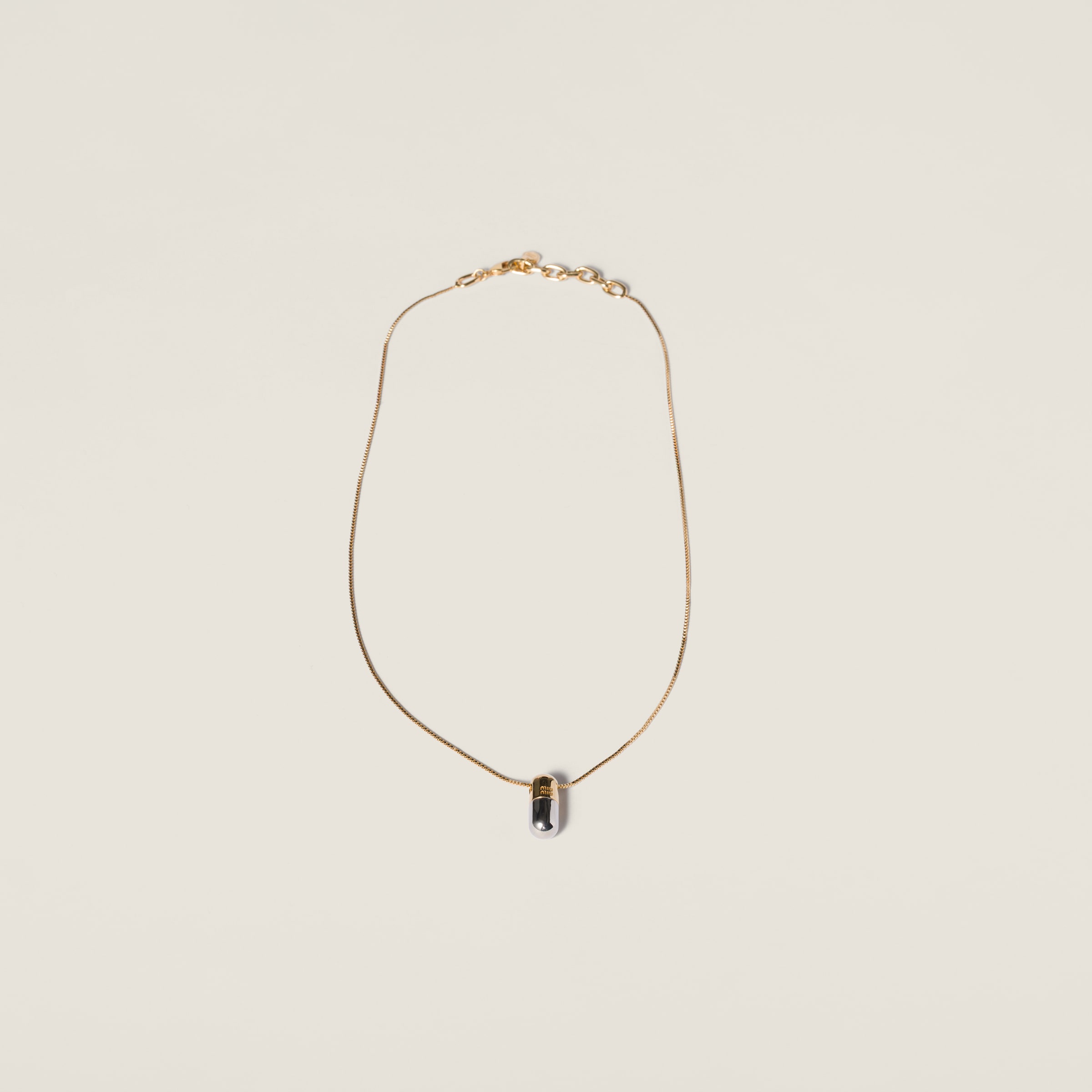 Miu Miu クリスタル付メタルネックレス ライトグレー/クリスタル クリスタル付メタルネックレス | Miu Miu