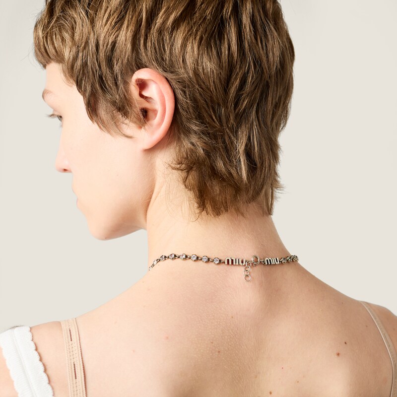 Metal necklace with crystals