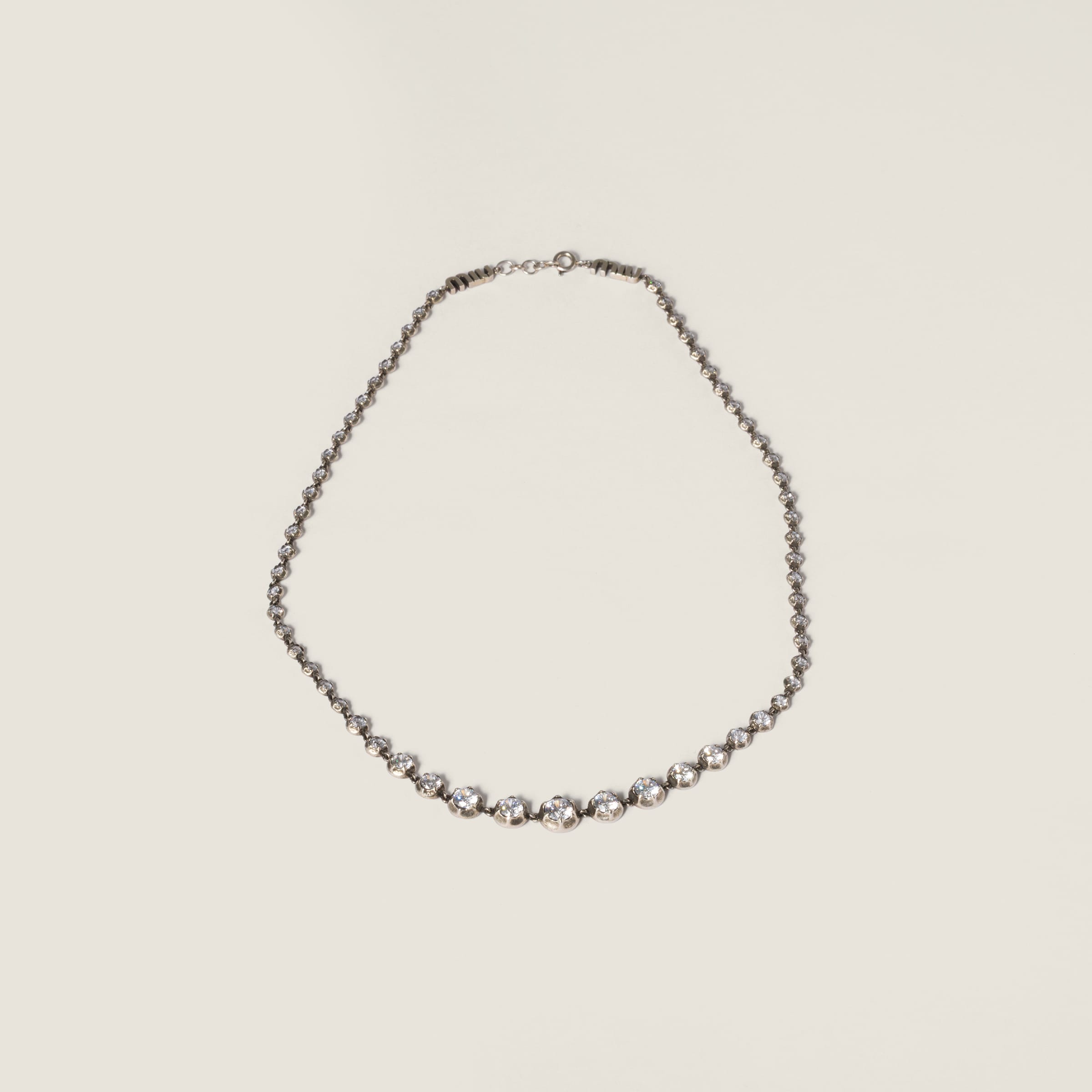 シルバー クリスタル付 メタル ネックレス | Miu Miu