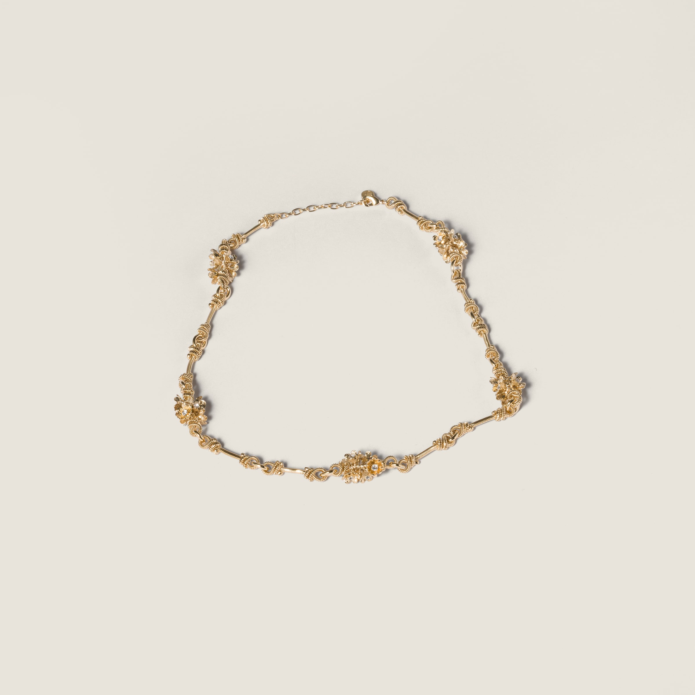 ゴールド/クリスタル クリスタル付 メタル ネックレス | Miu Miu