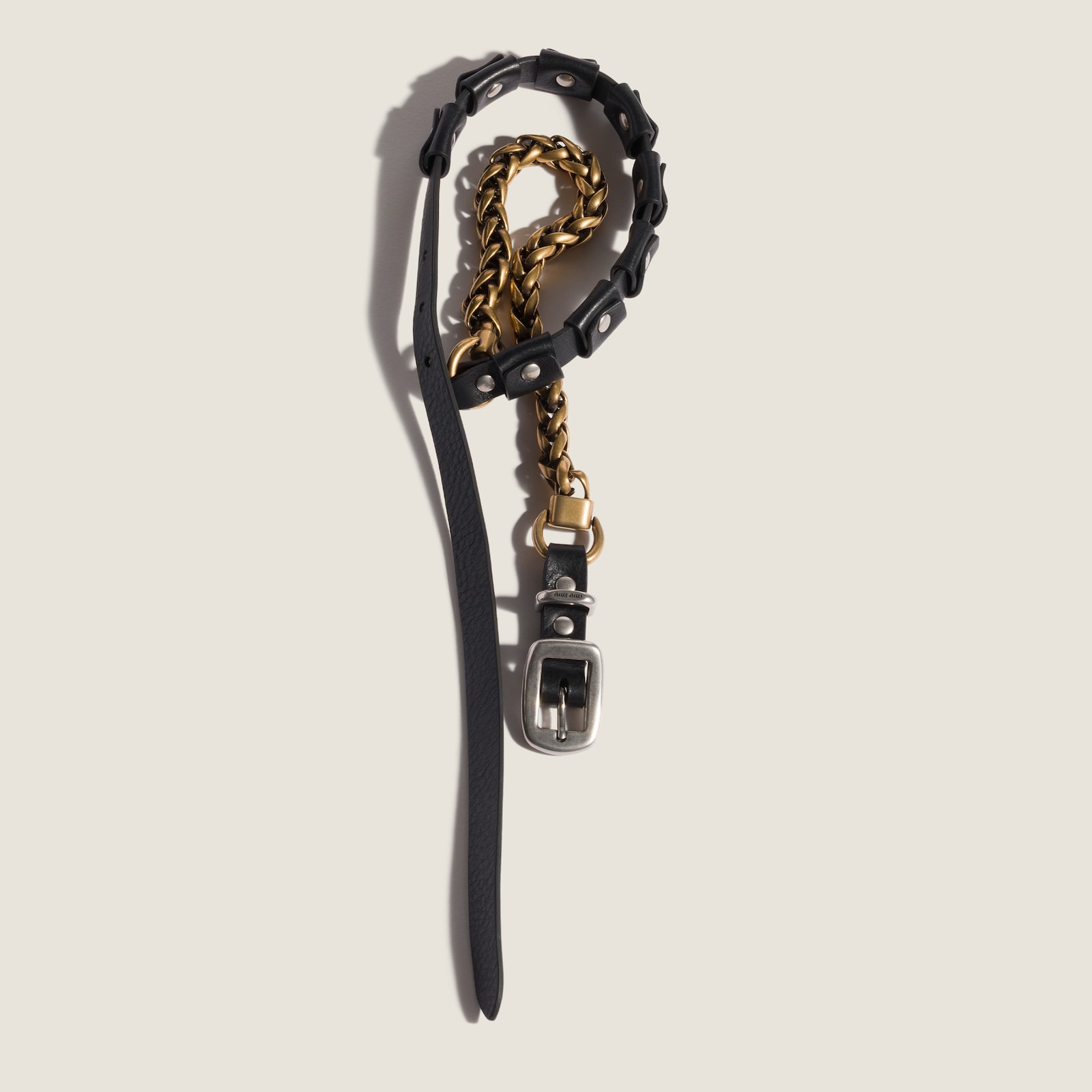 Collier En Métal Et Cuir Noir/bronze/argent | Miu Miu - France