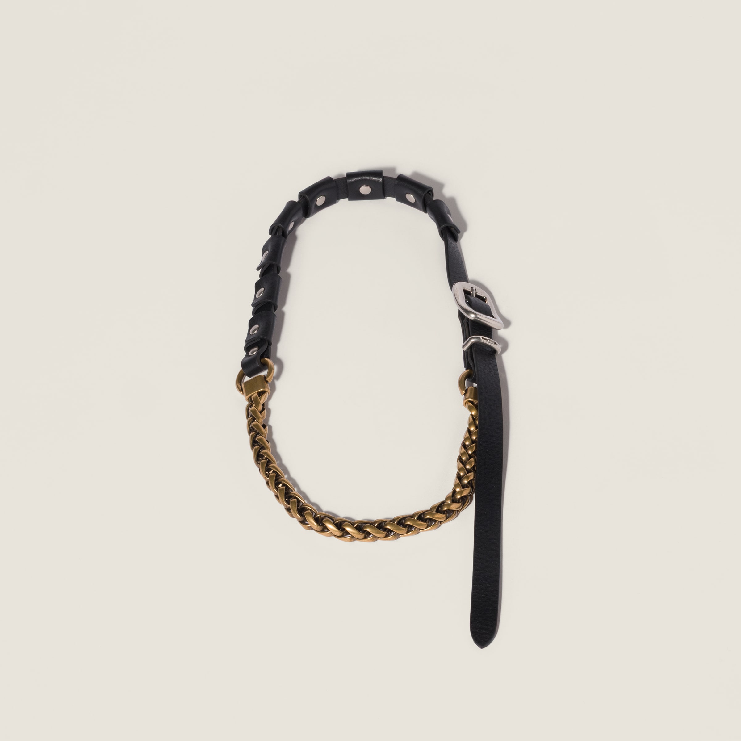 Metal and leather necklace