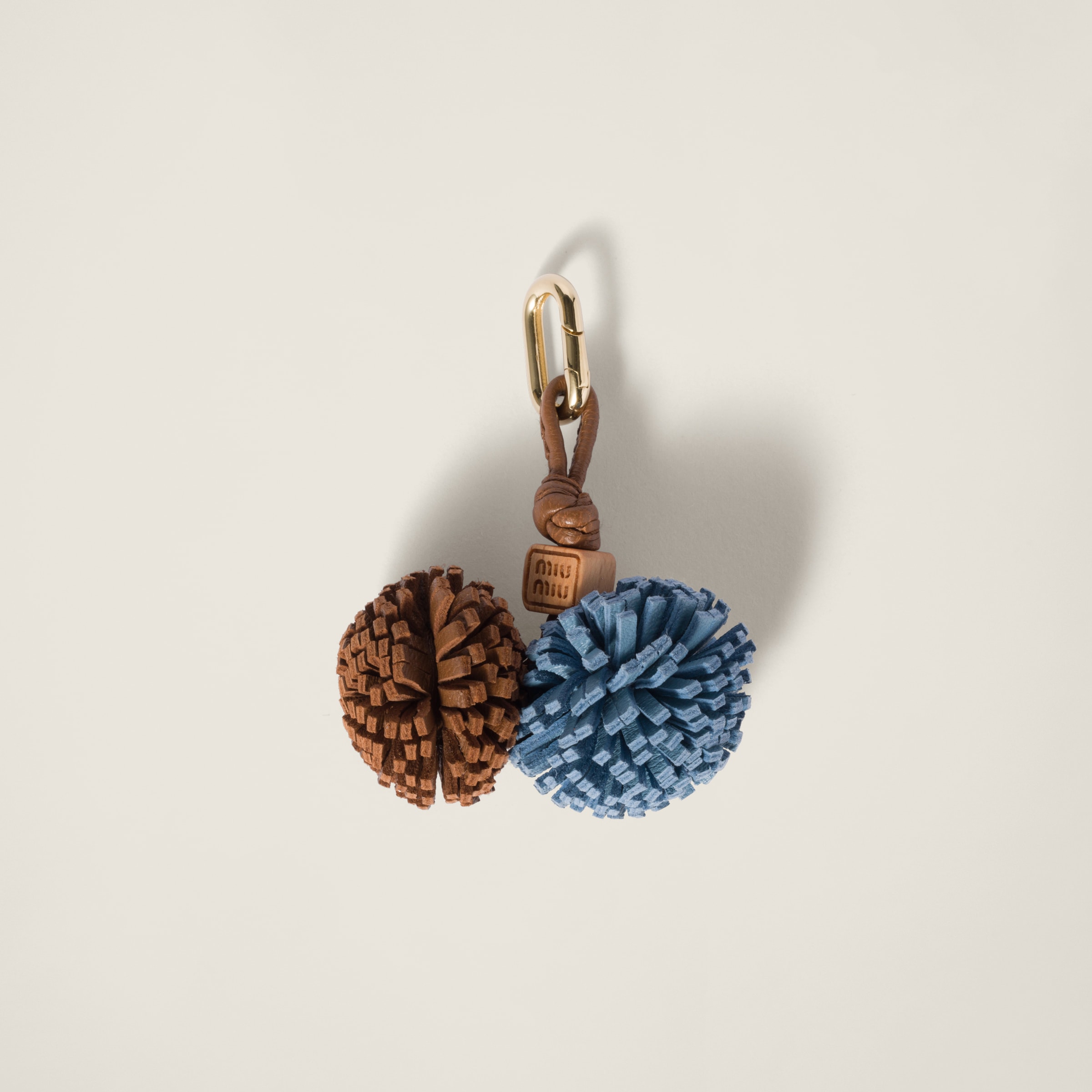 Miu Miu Leather Micro Trick In Cognac/astral Blue