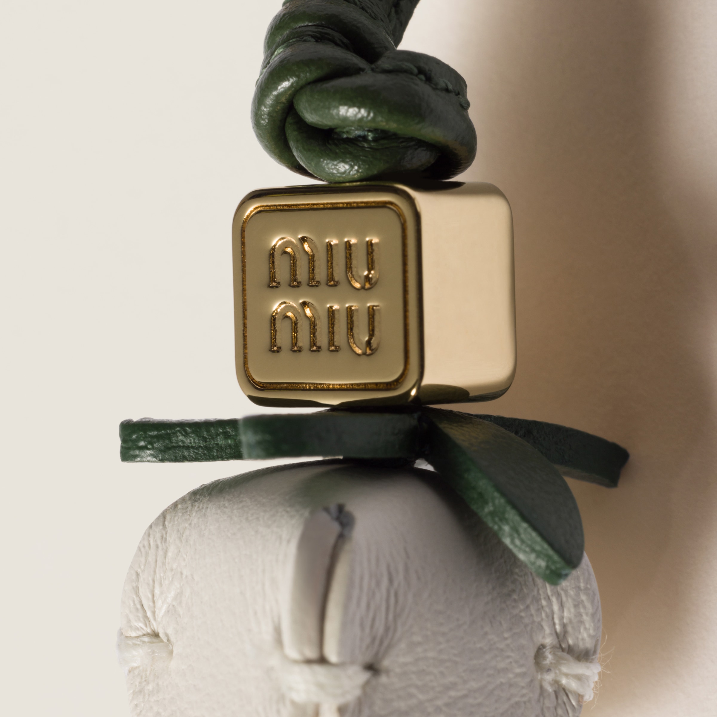 Miu Miu Leather Micro Trick In White/whisky