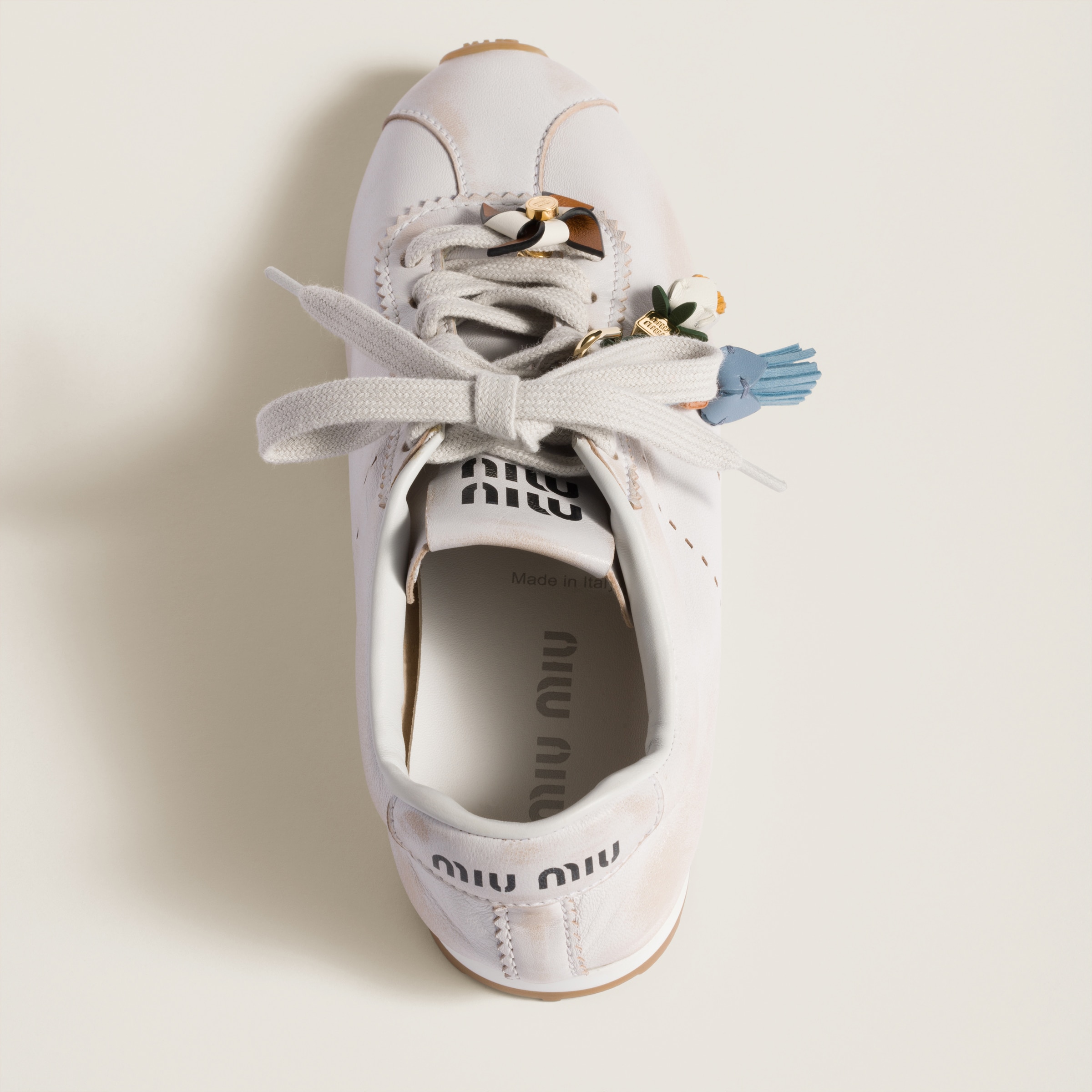 Miu Miu Leather Micro Trick In White/whisky