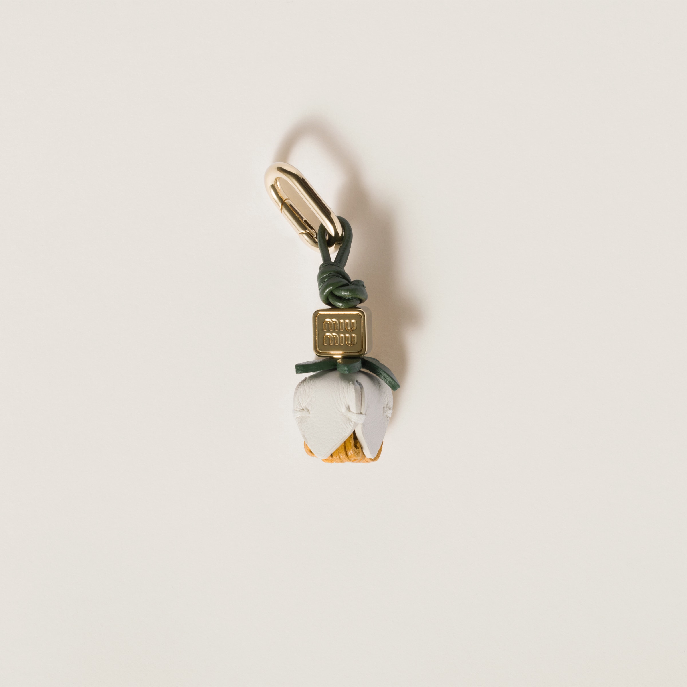 Miu Miu Leather Micro Trick In White/whisky