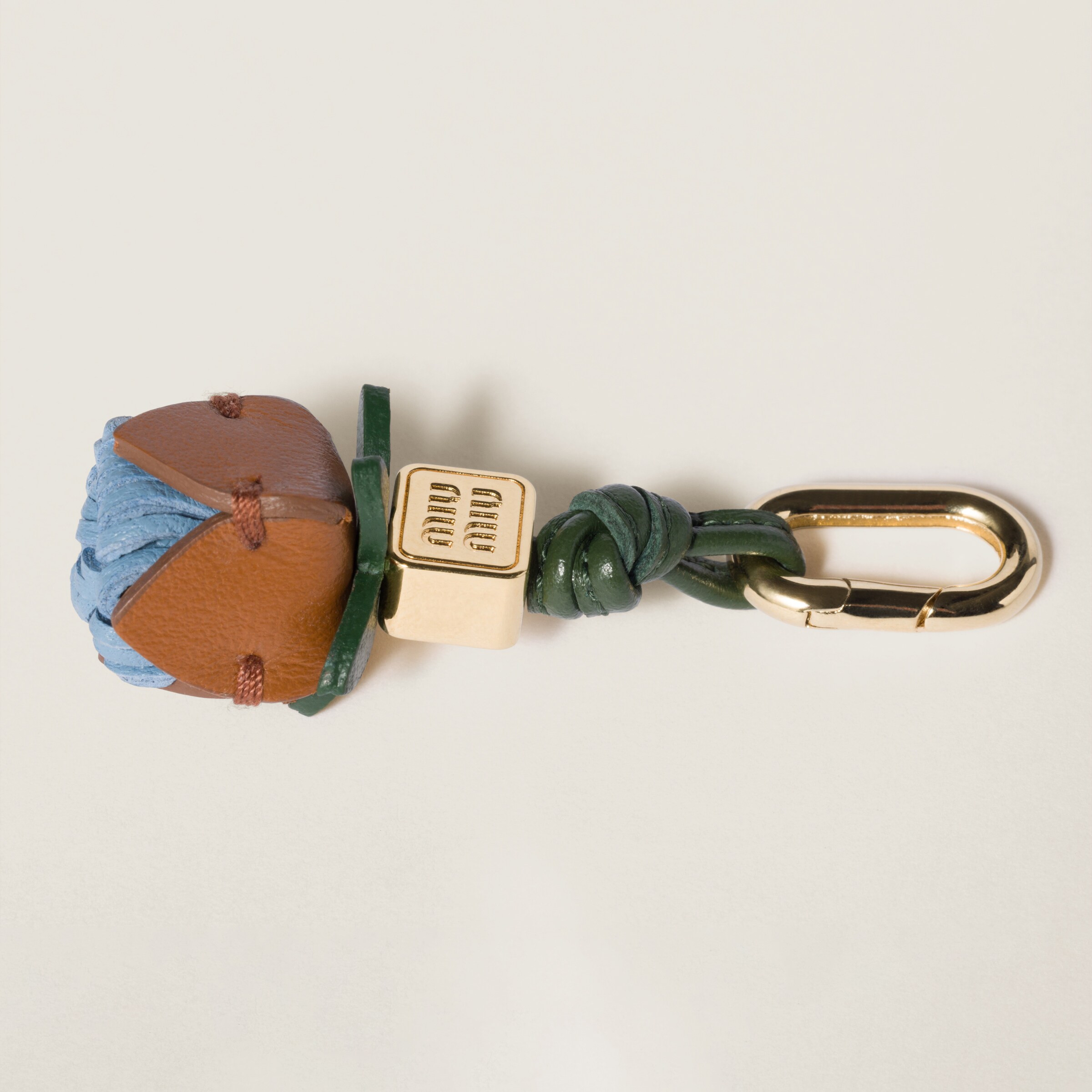 Cognac/astral Blue Leather Micro Trick | Miu Miu