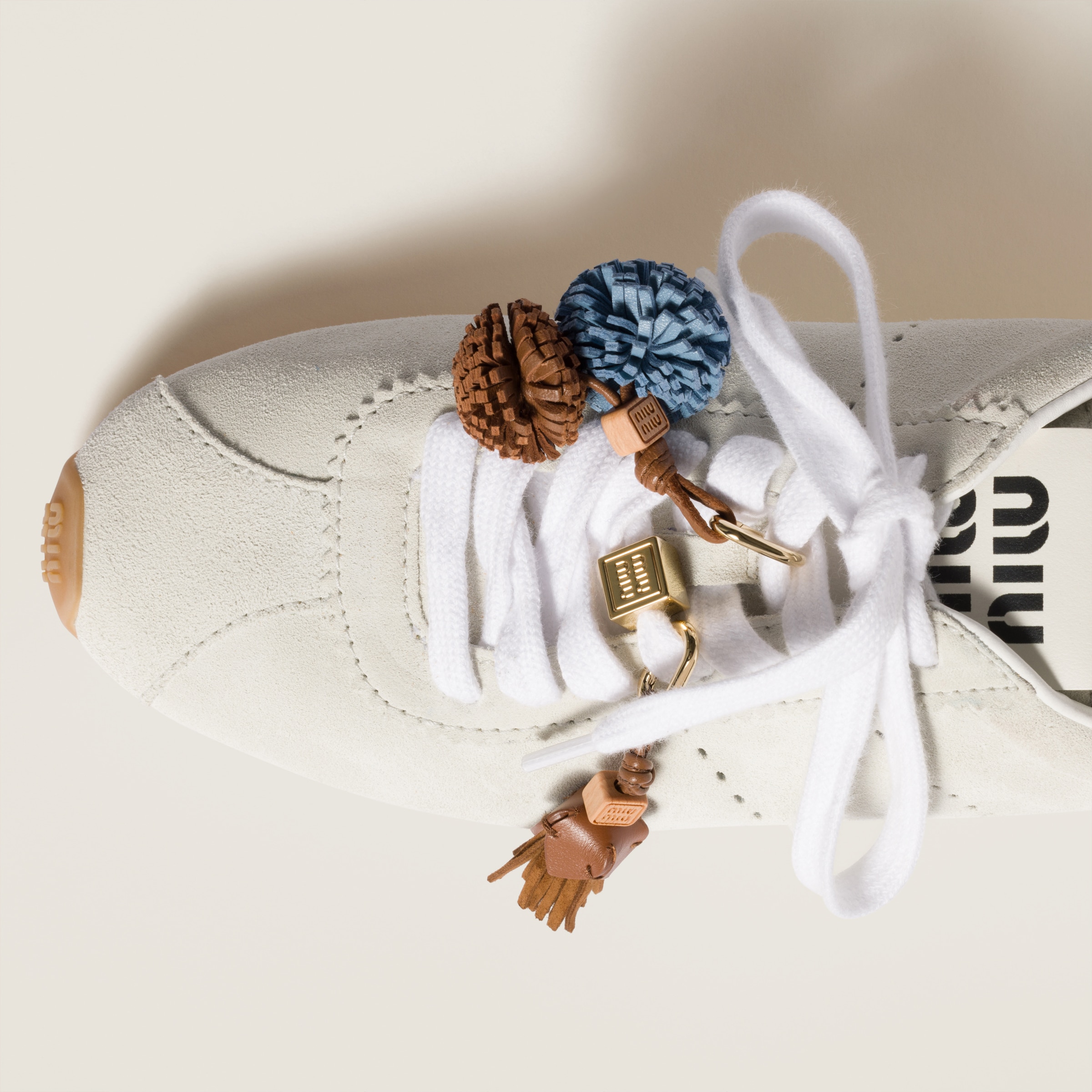 Miu Miu Dice Charm With Logo In Gold
