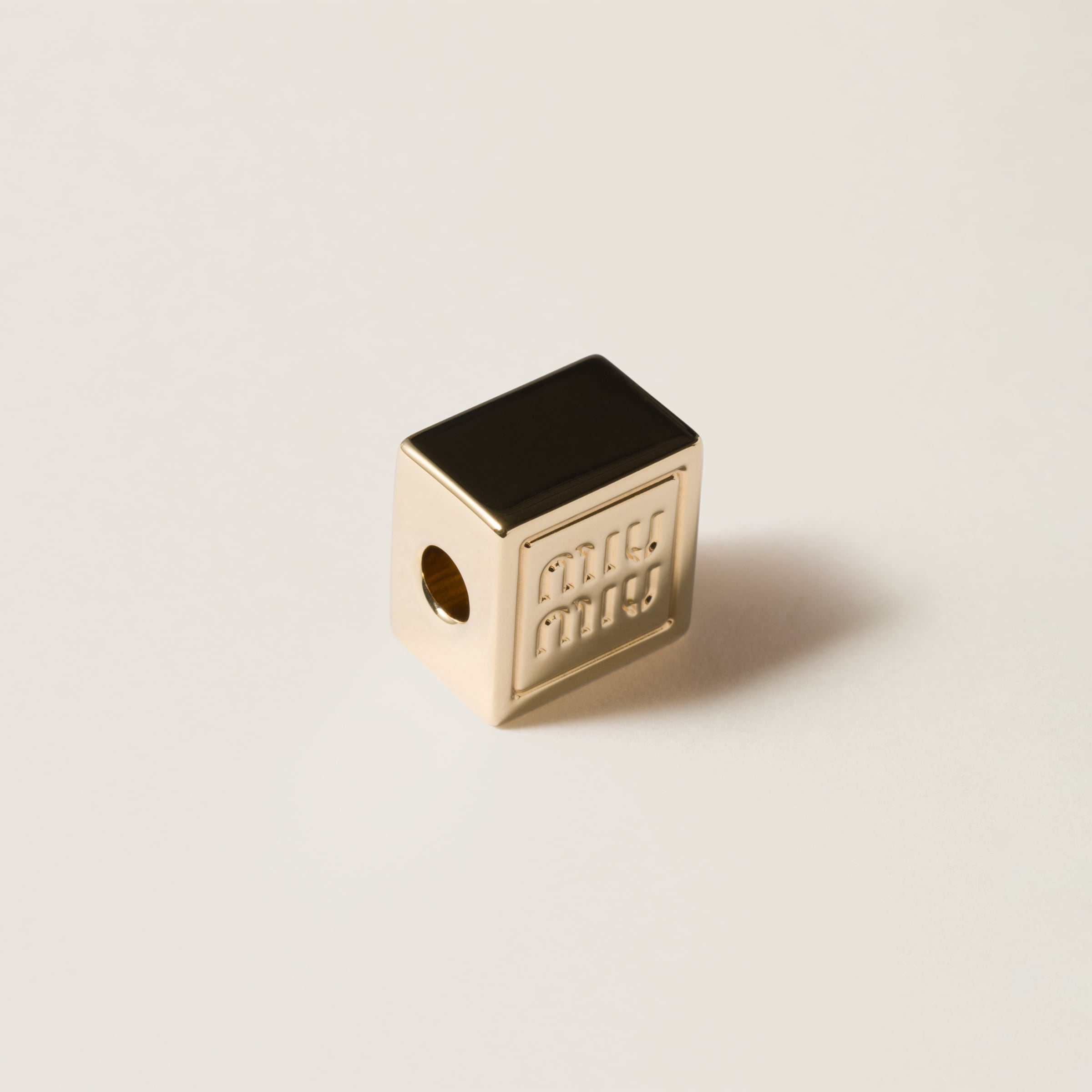 Miu Miu Dice Charm With Logo In Gold