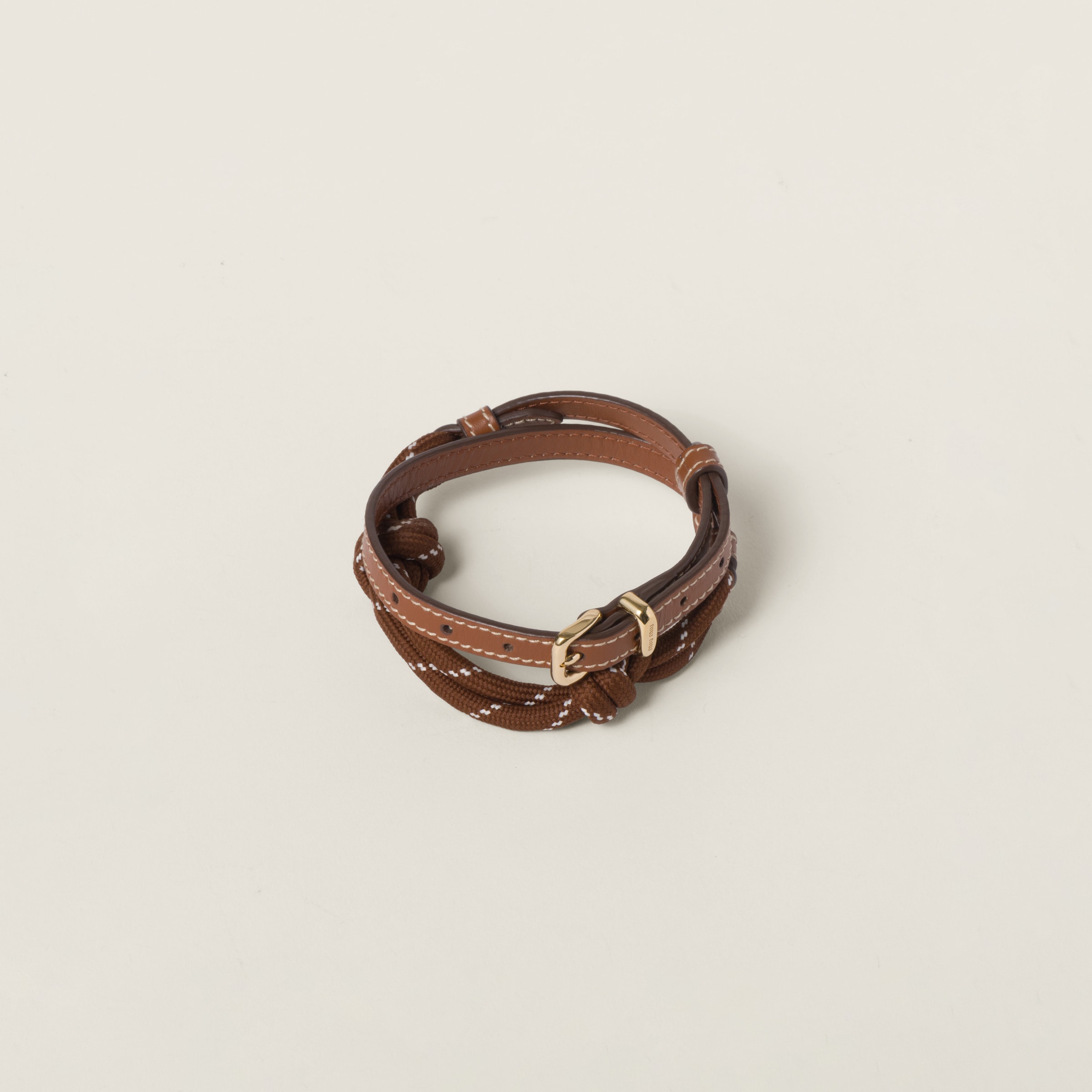 Cognac tobacco Leather Anklet Miu Miu