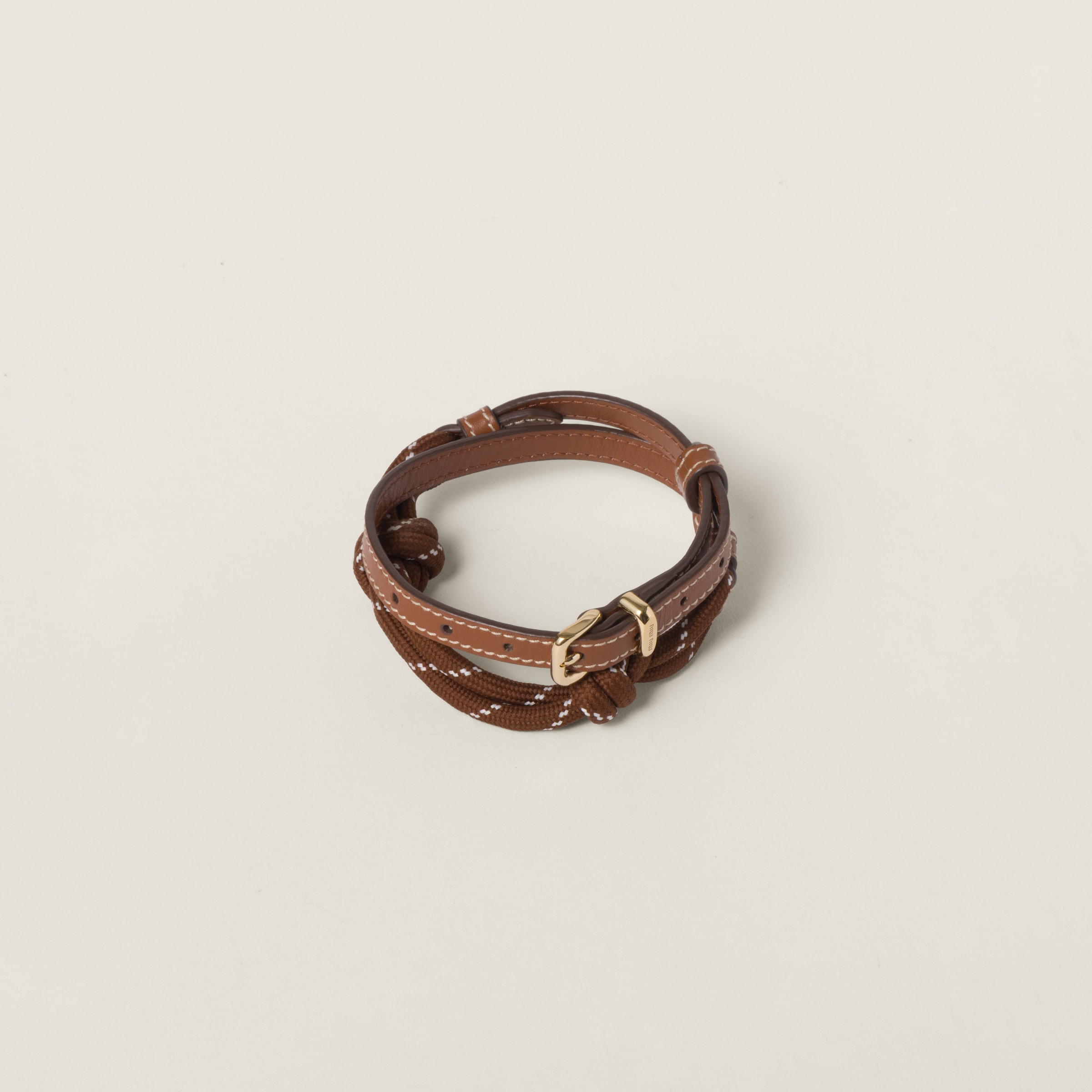 Miumiu Leather Anklet In Cognac/tobacco