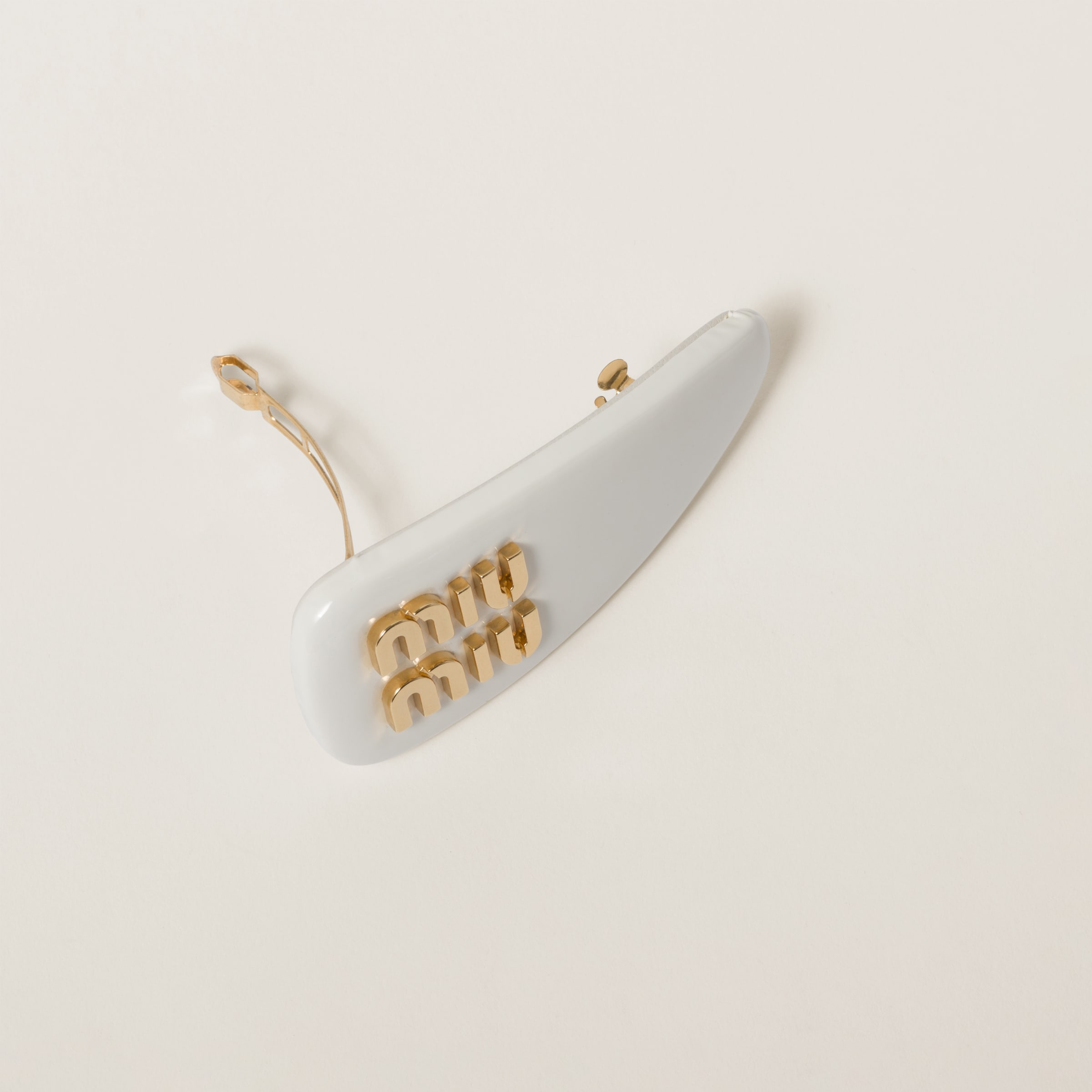 White Patent Leather Hair Clip | Miu Miu