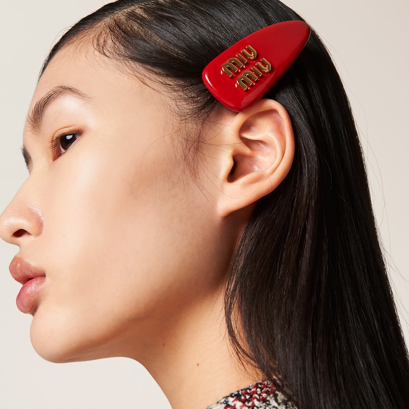 Patent leather hair clip