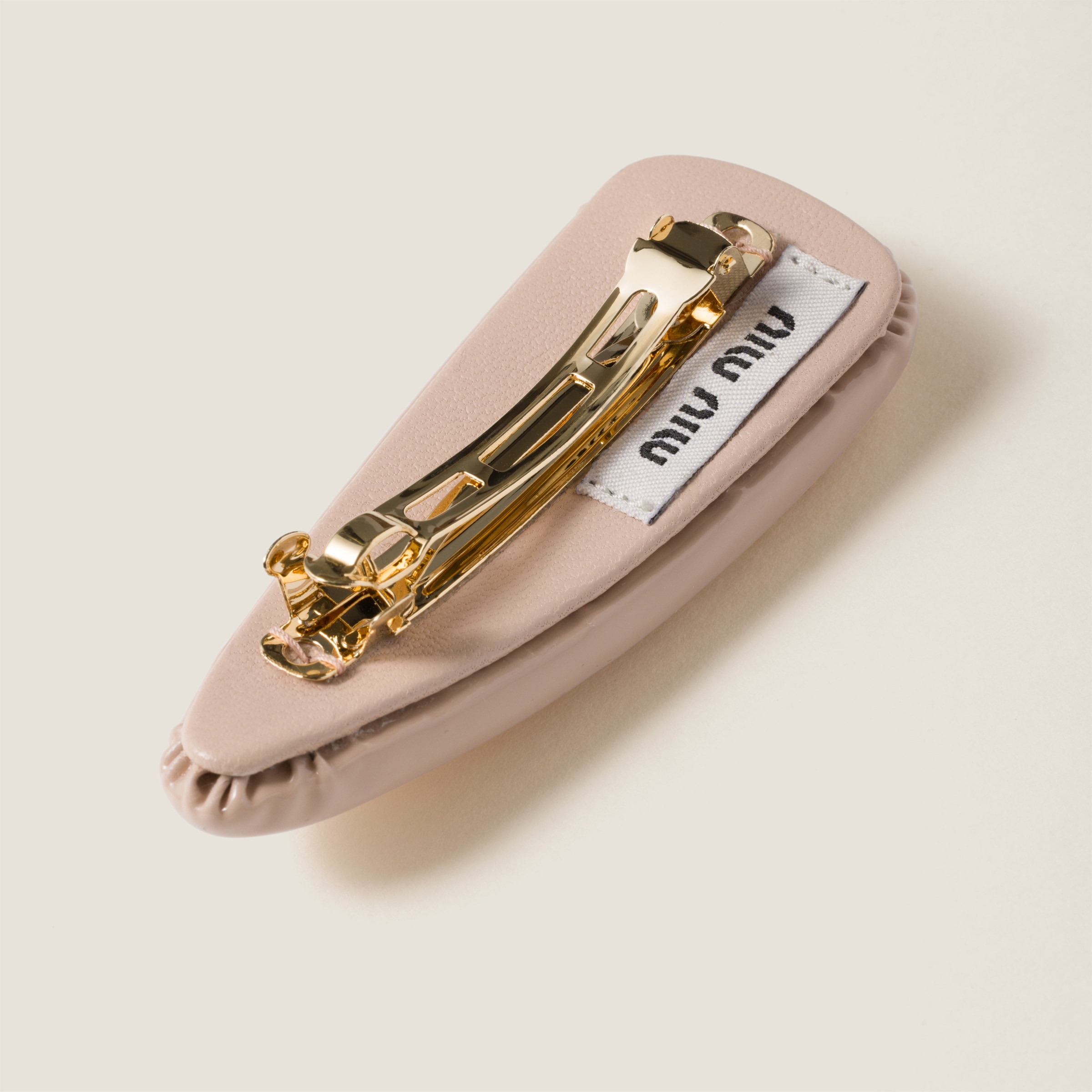 Powder Pink Patent Leather Hair Clip | Miu Miu