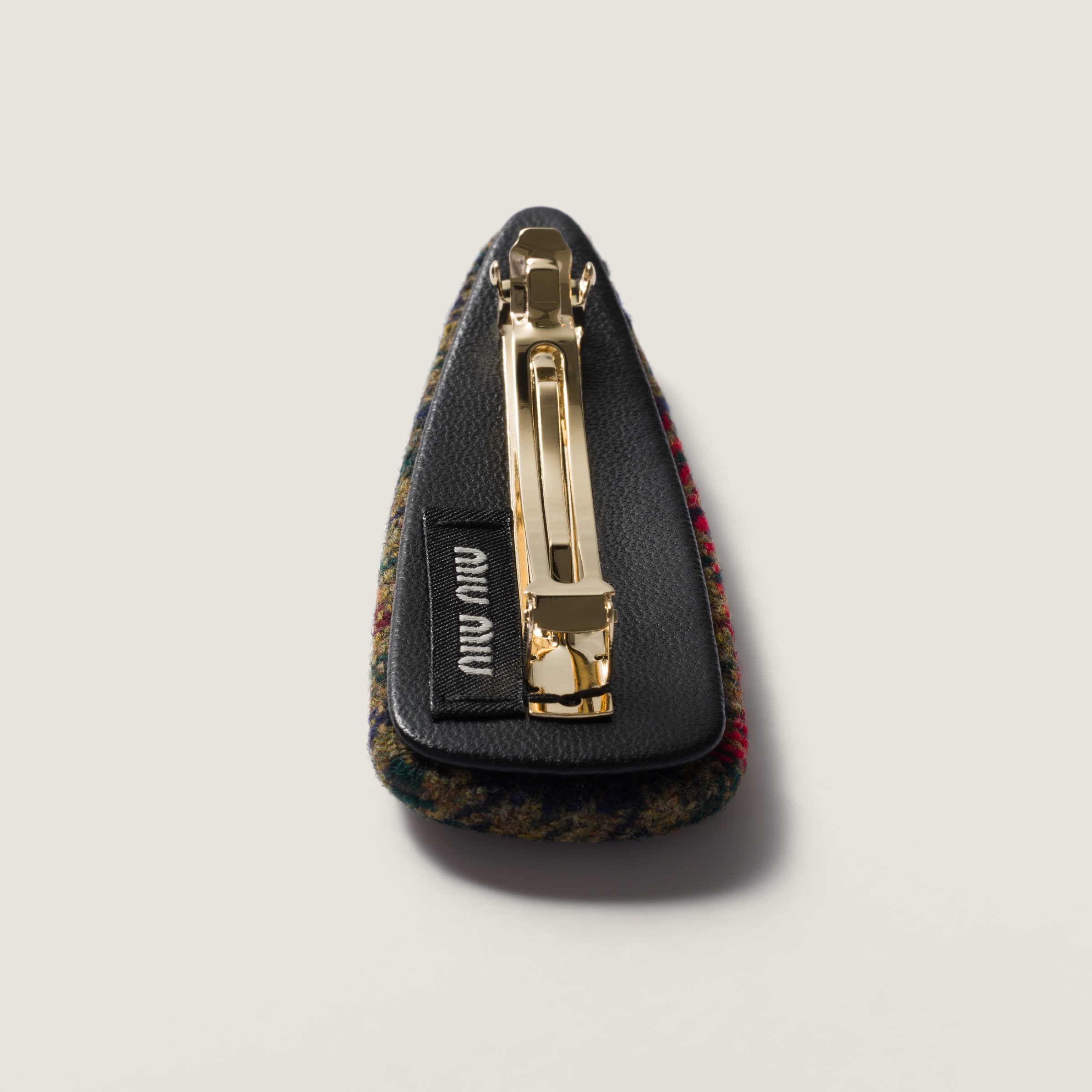 Miu Miu Houndstooth Hair Clip In Brown