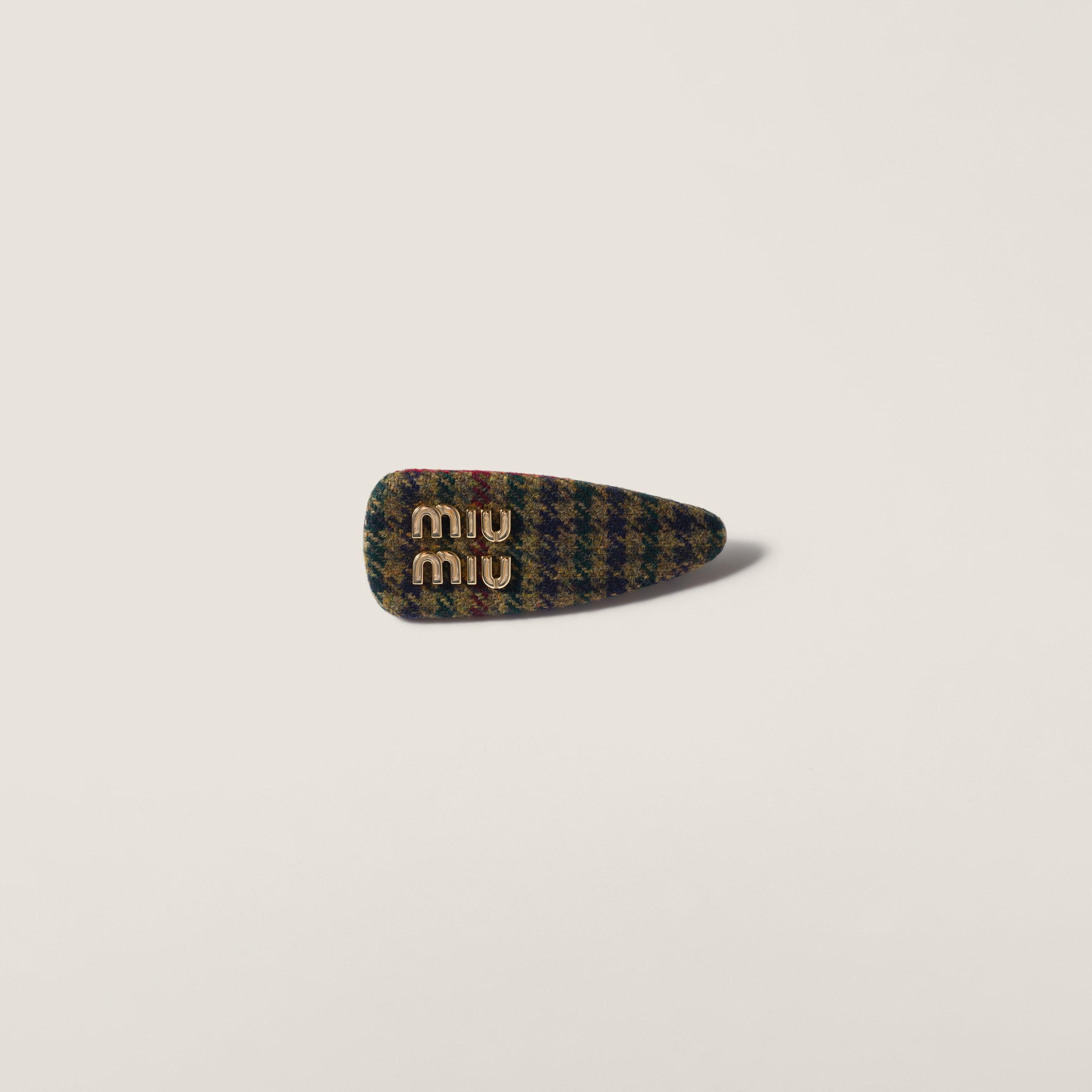 Miu Miu Houndstooth Hair Clip In Brown