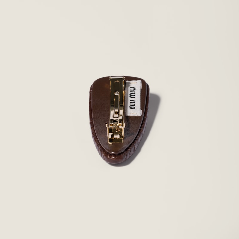 Crocodile embossed calfskin hair clip