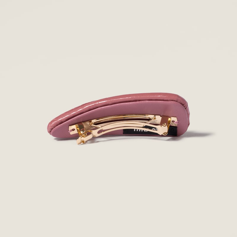 Crocodile embossed calfskin hair clip