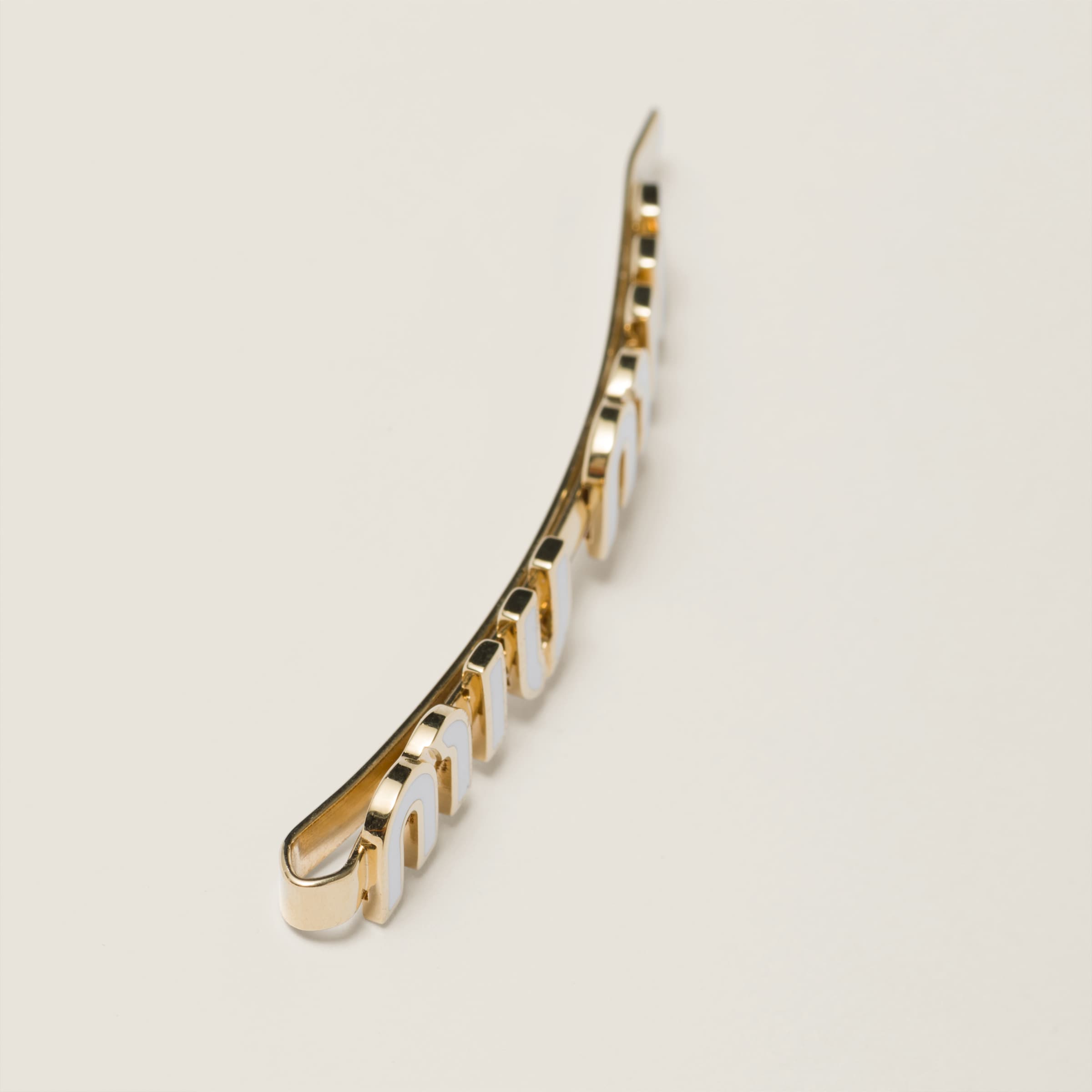 Shop Miumiu Enameled Metal Hair Clip In White