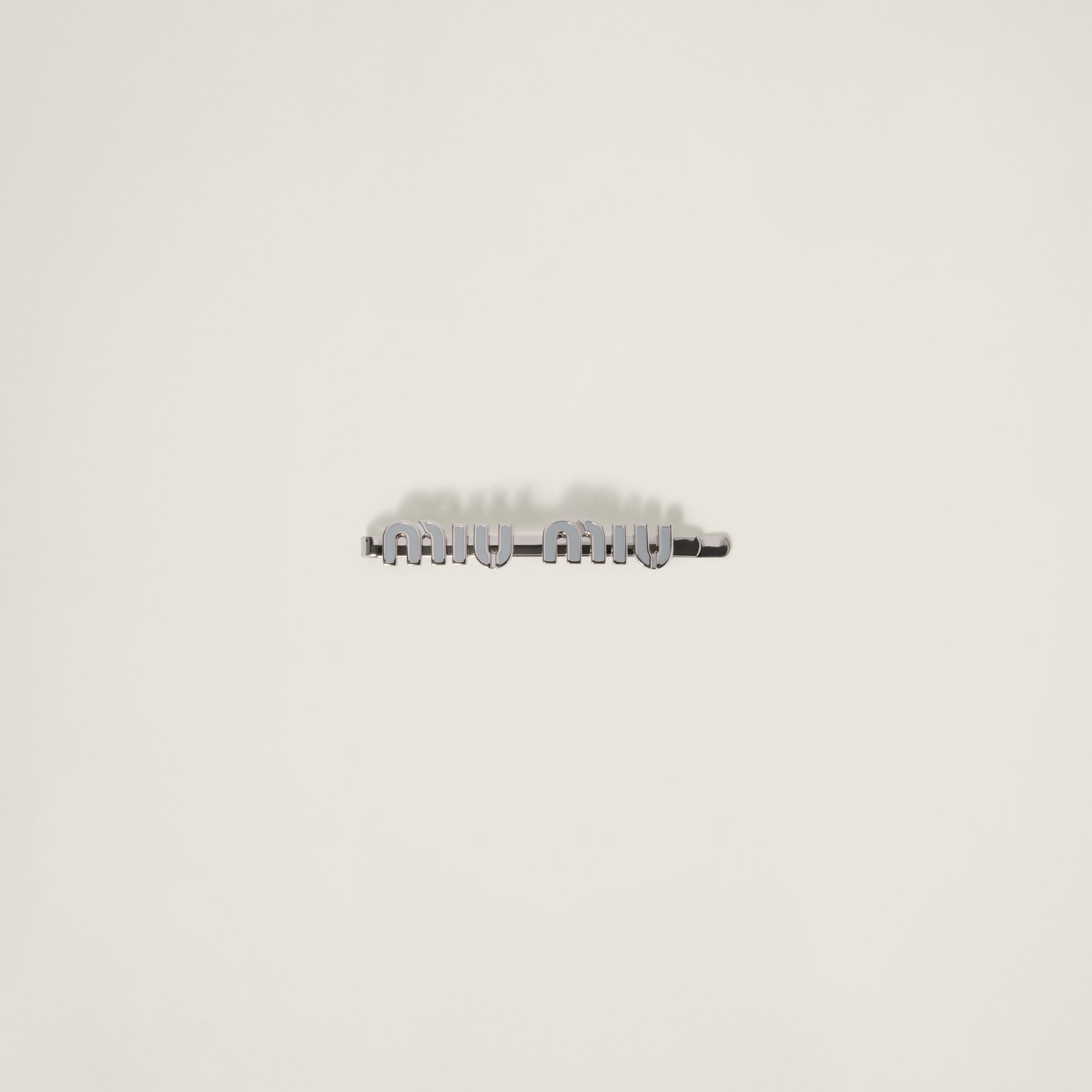 Miu Miu Enameled Metal Hair Clip In Pearl Gray