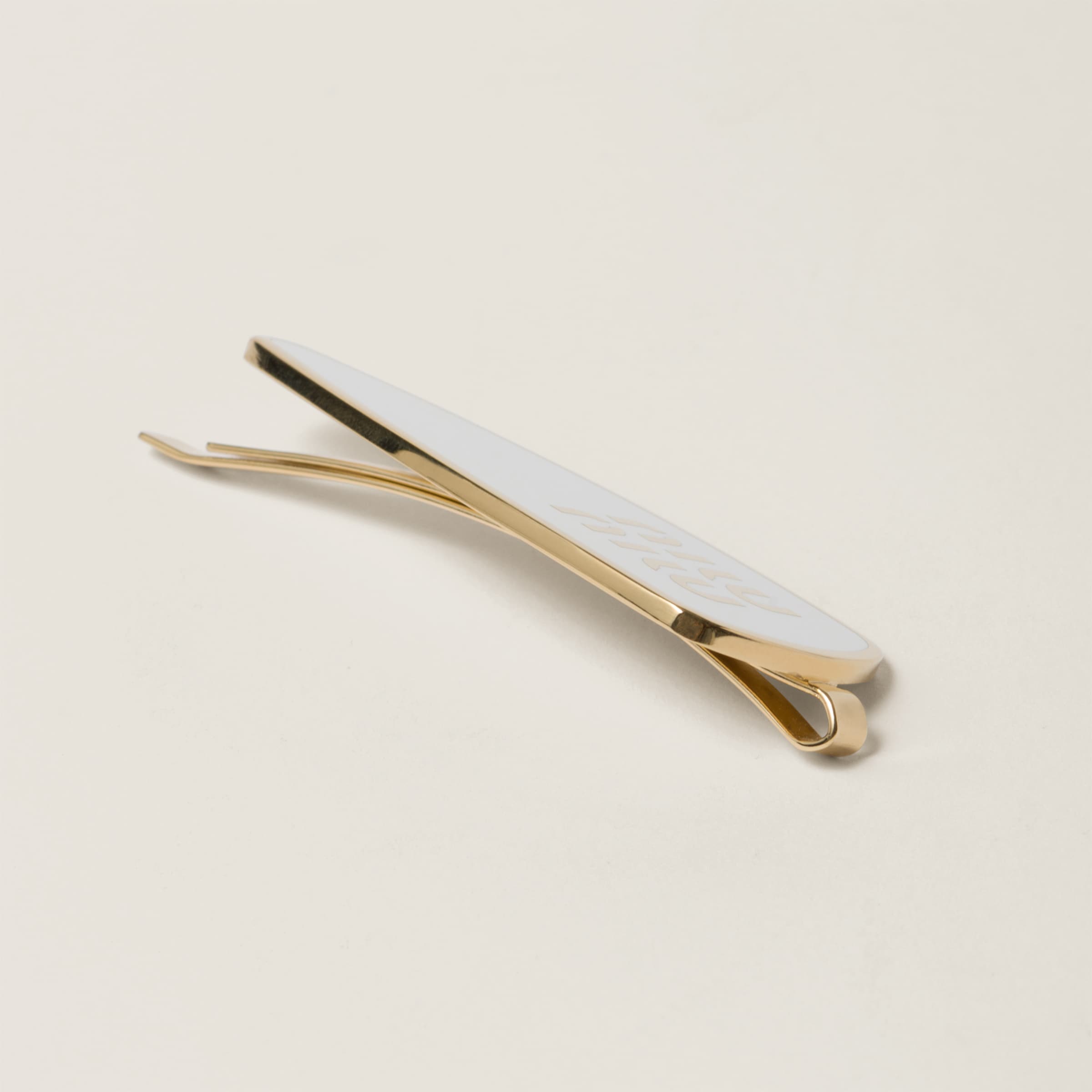 Shop Miumiu Enameled Metal Hair Clip In White