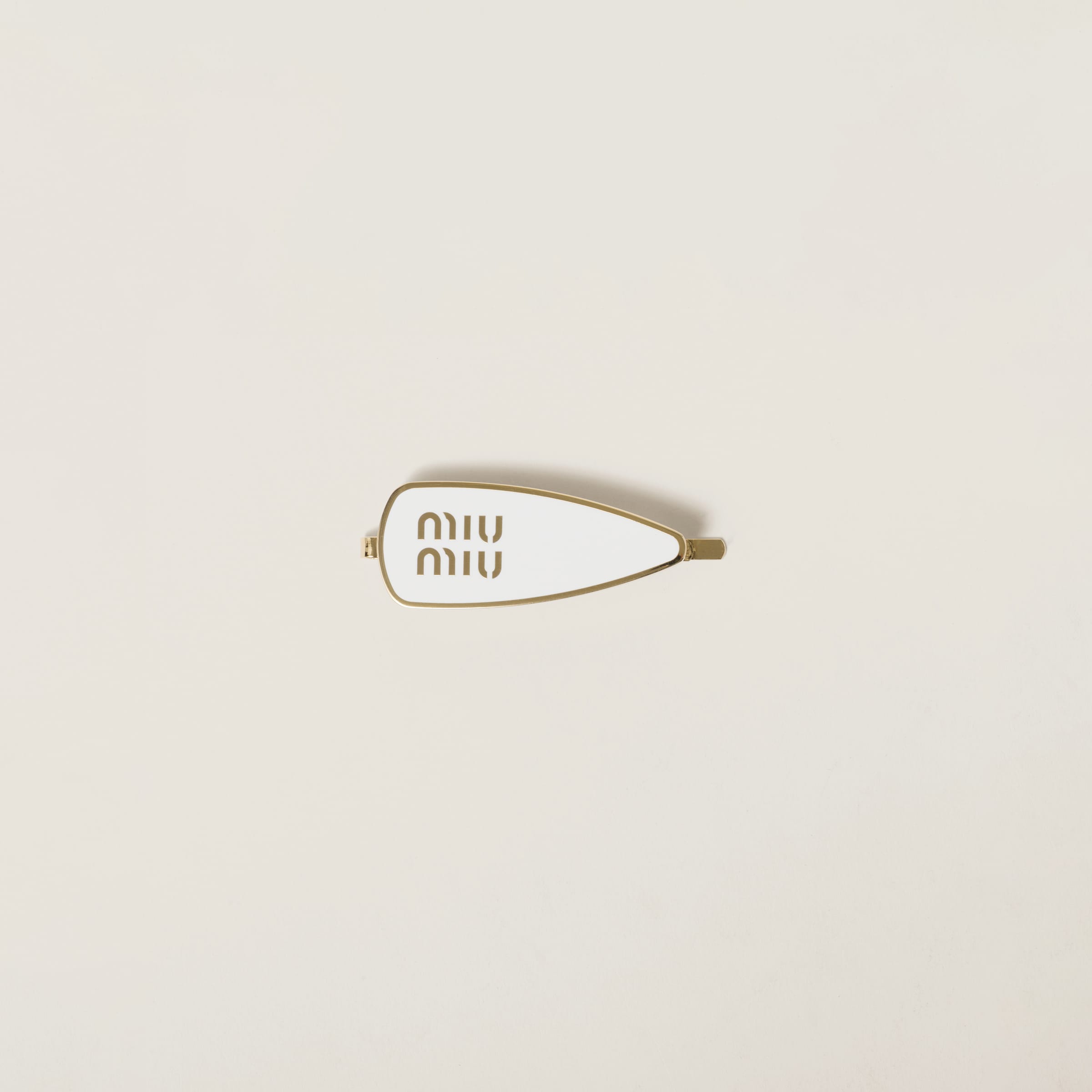 Miu Miu Enameled Metal Hair Clip In White