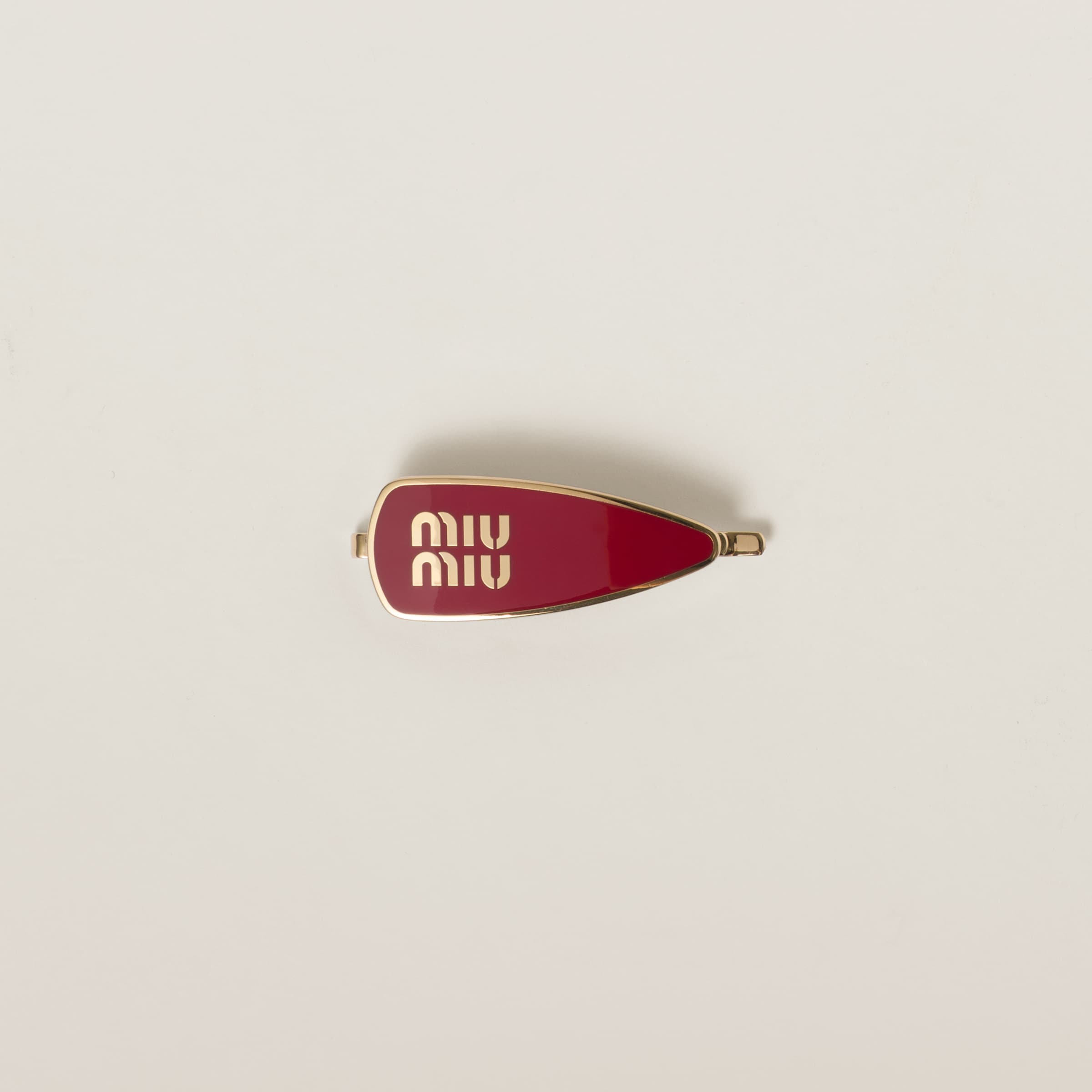 Miu Miu Enameled Metal Hair Clip In Red