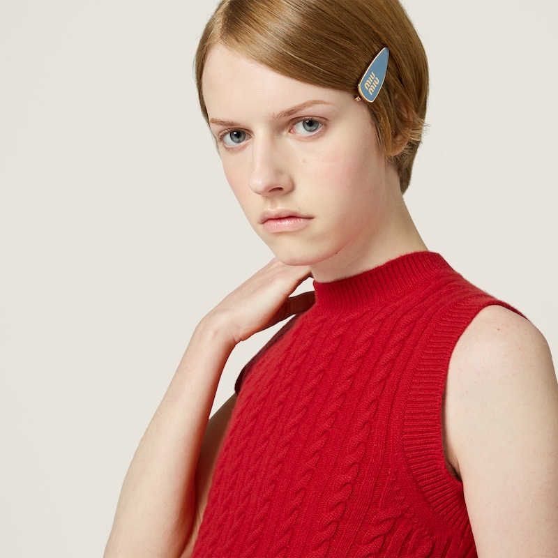 Enameled metal hair clip