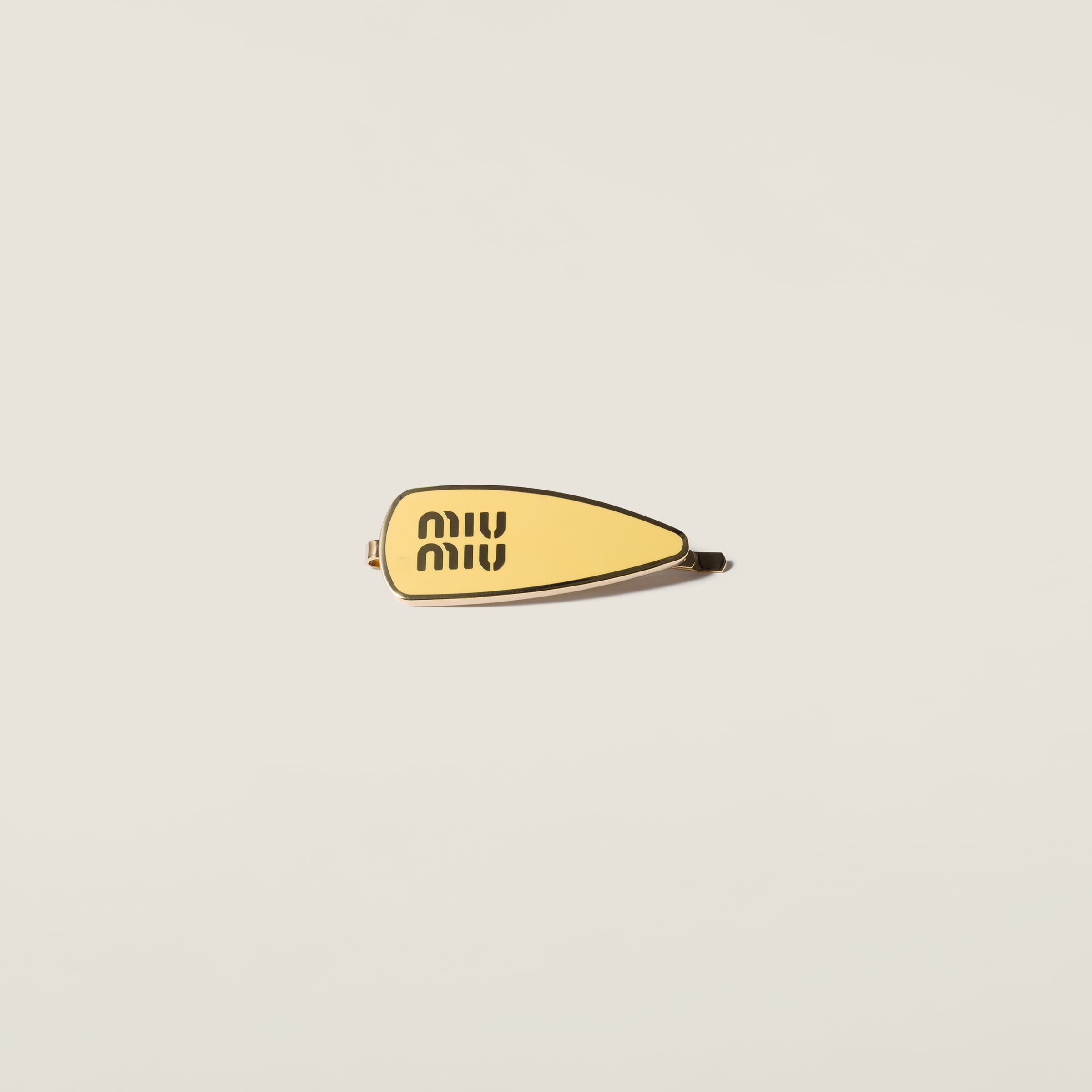 Miu Miu Enameled Metal Hair Clip In Yellow