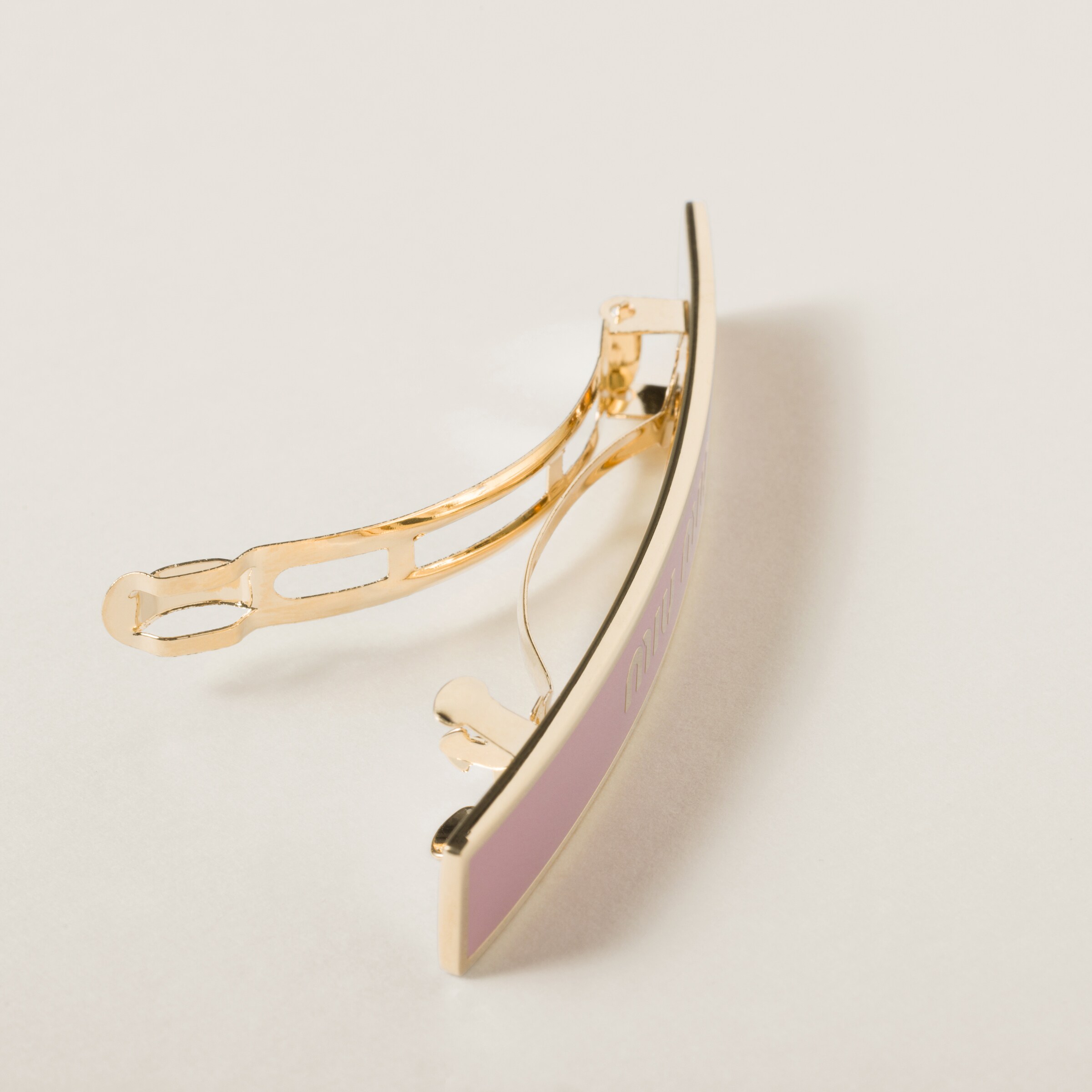 Orchid Pink Enameled Metal Hair Clip Miu Miu