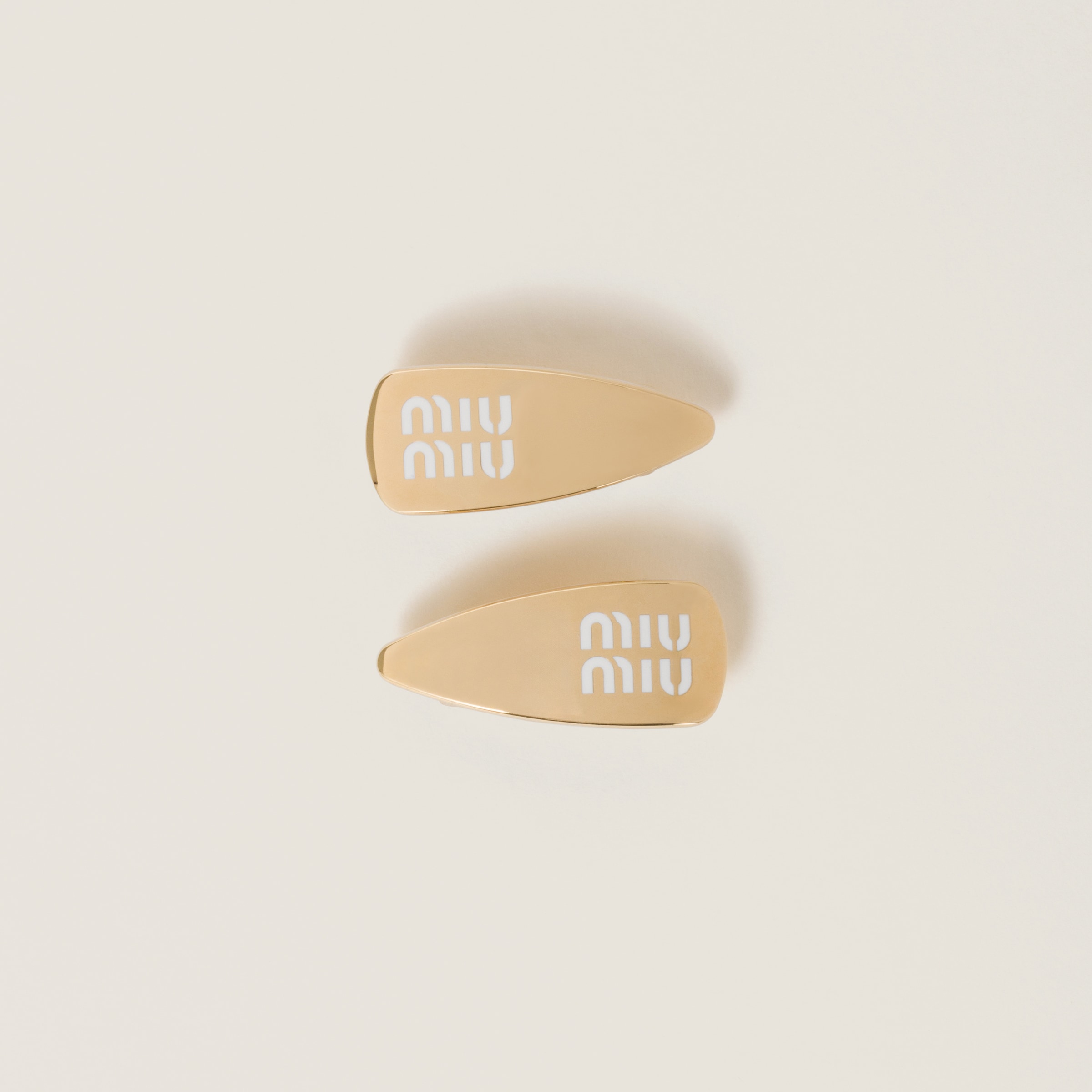 Miu Miu Enameled Metal Hair Clips In White