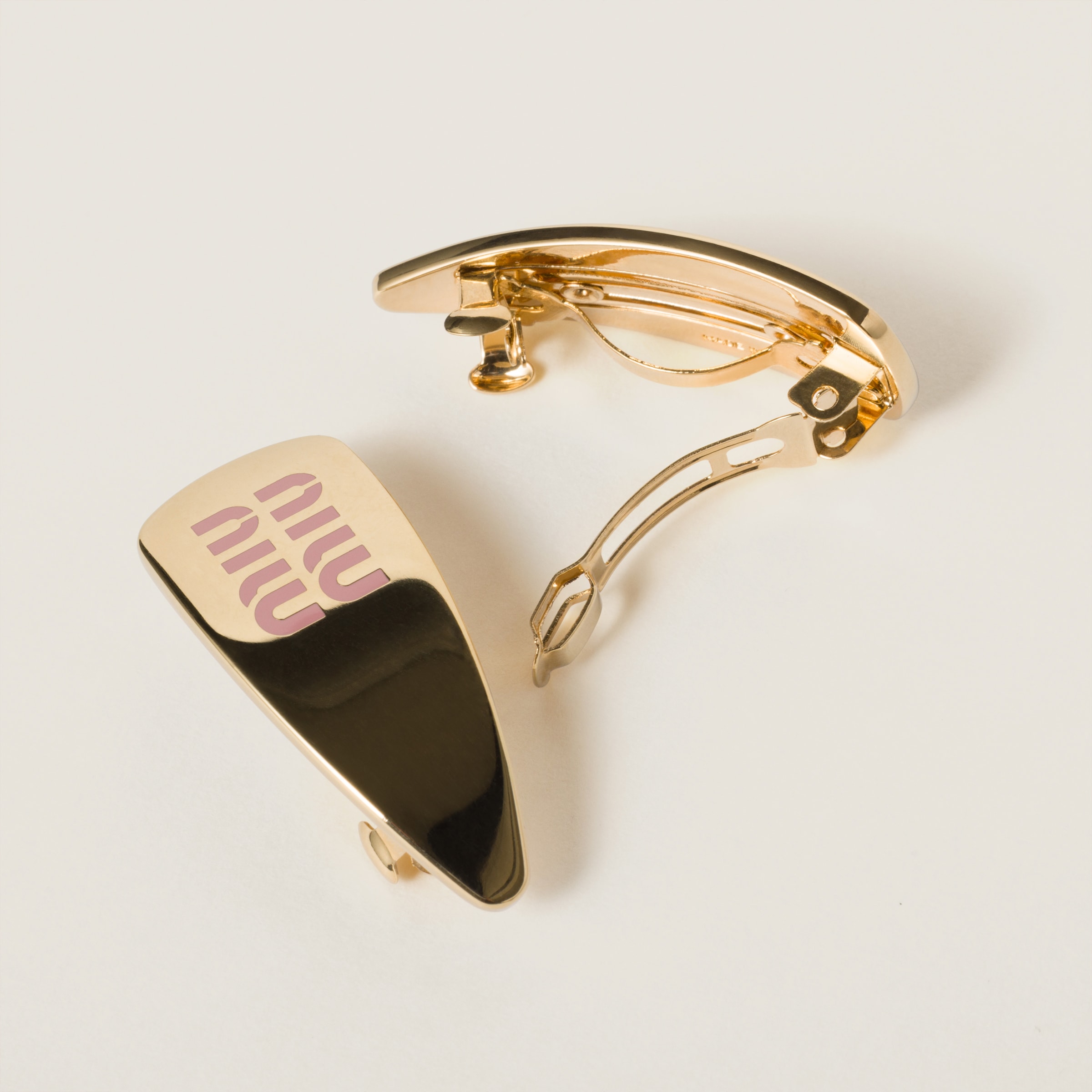 Miu Miu Enameled Metal Hair Clips In Orchid Pink