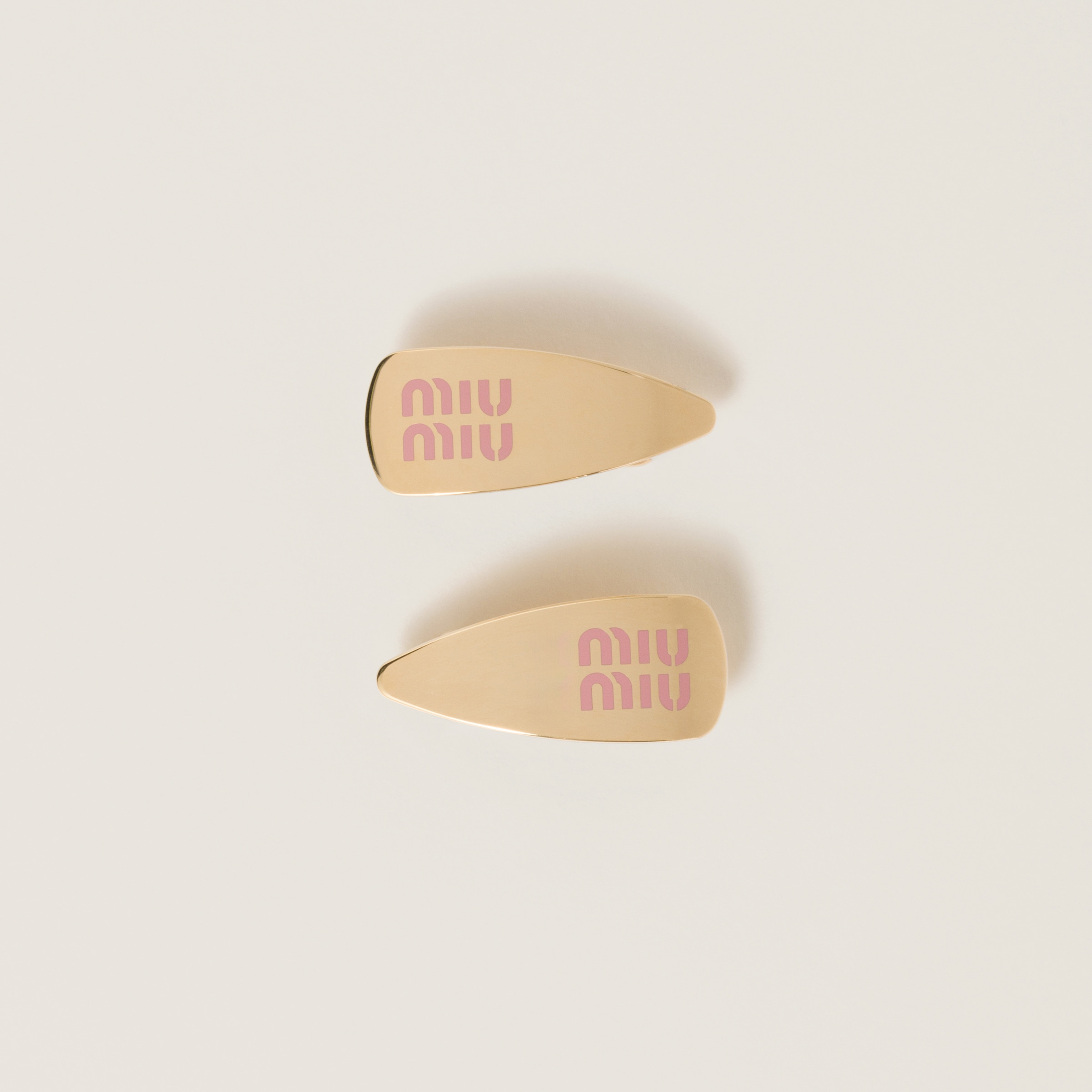 Miu Miu Enameled Metal Hair Clips In Orchid Pink