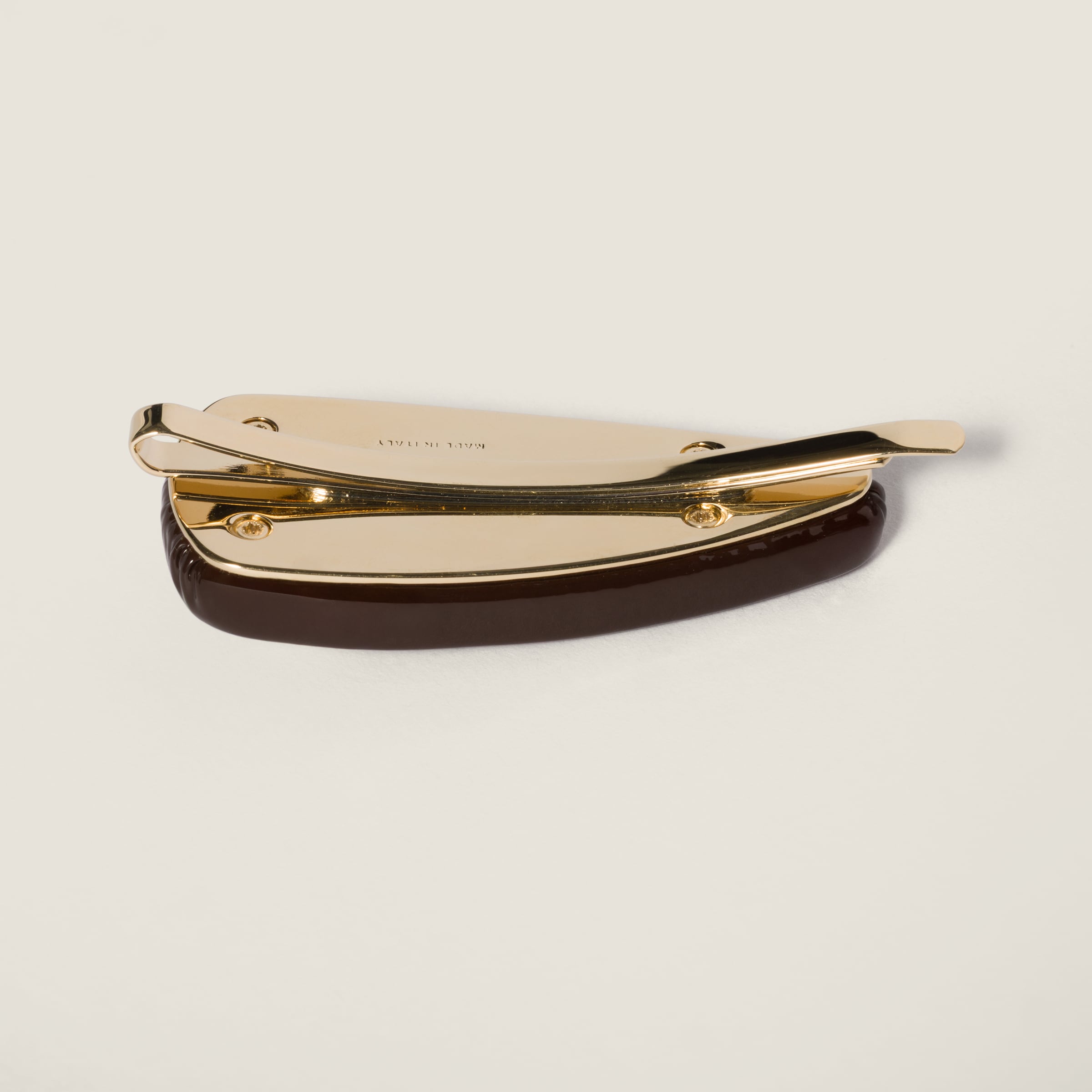 ミュウミュウ　新品正規品　レザー☓スエード☓シアリング　ヘアークリップセット 新品 miumiu ミュウミュウ レザー スエード シアリング ヘア