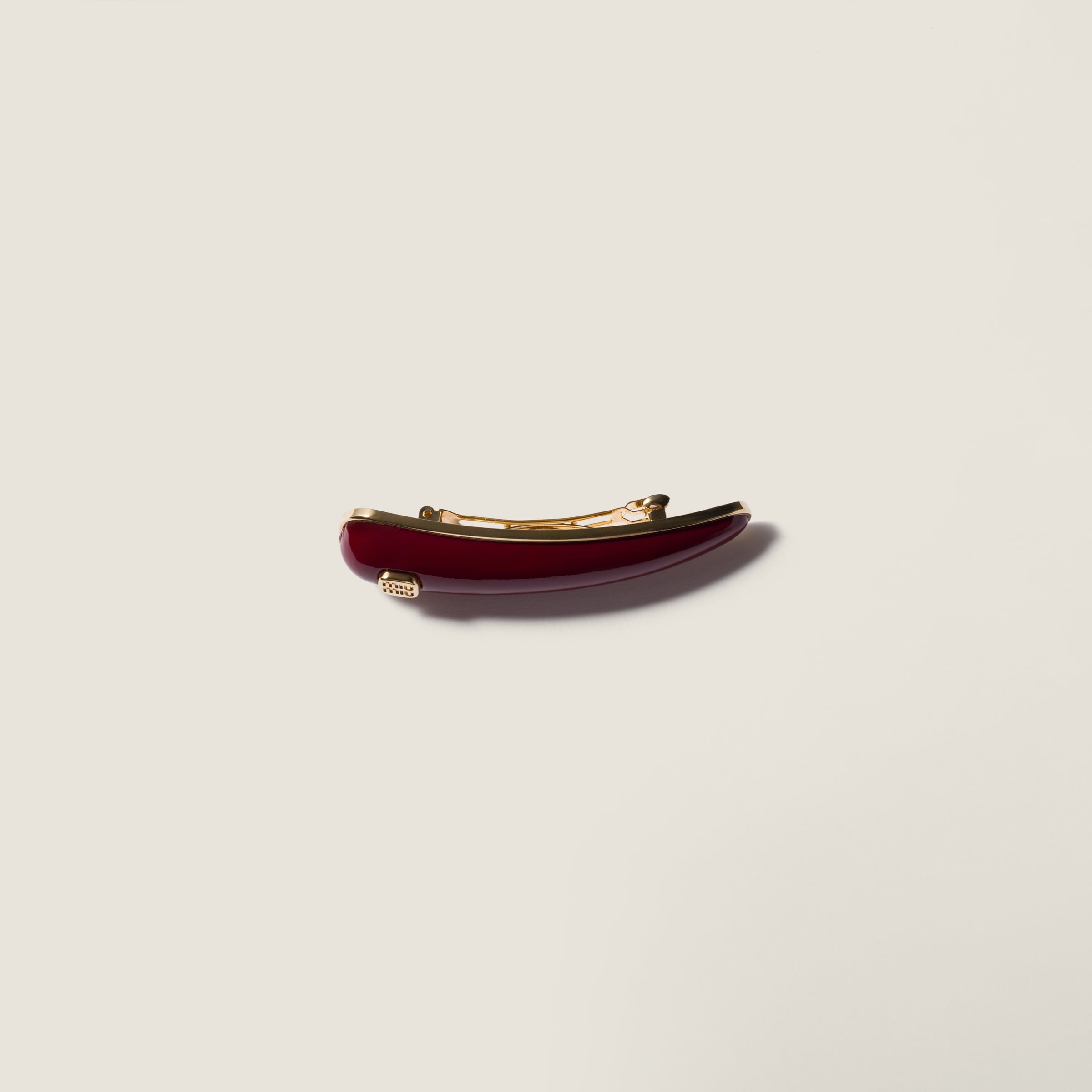 Miu Miu Patent Leather Hair Clip In Brown
