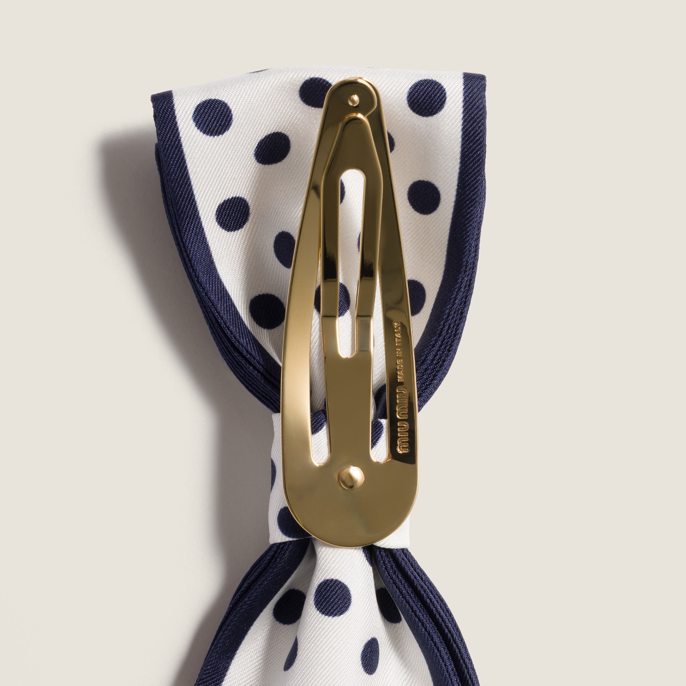 Bianco/navy Twill Hair Clip | Miu Miu - United States