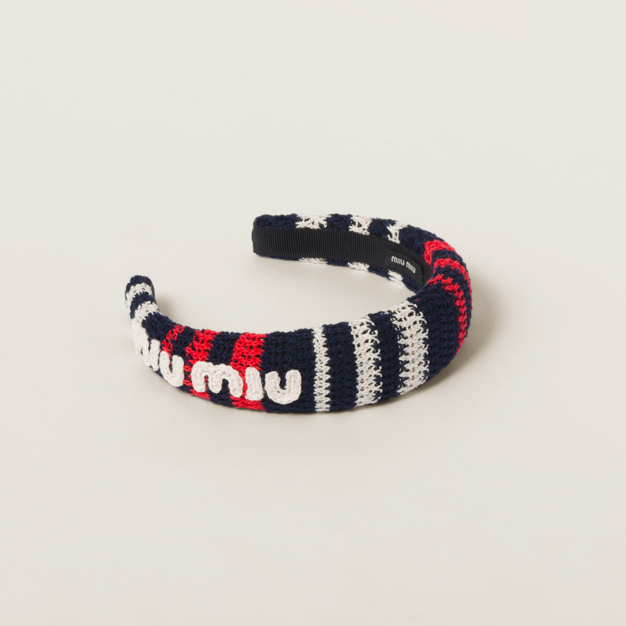Blue/red/white Crochet Headband | Miu Miu