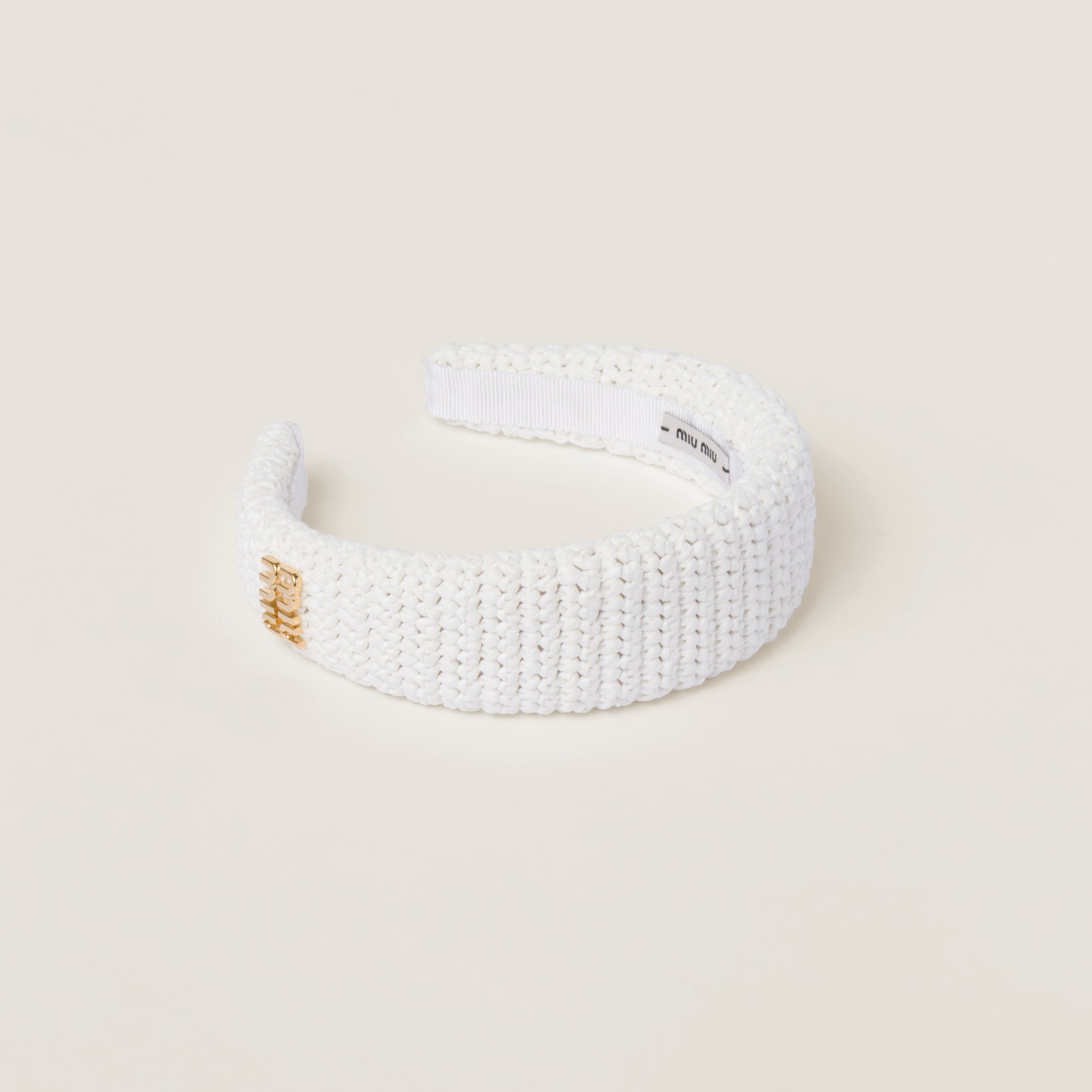 Miumiu Woven Fabric Headband In White