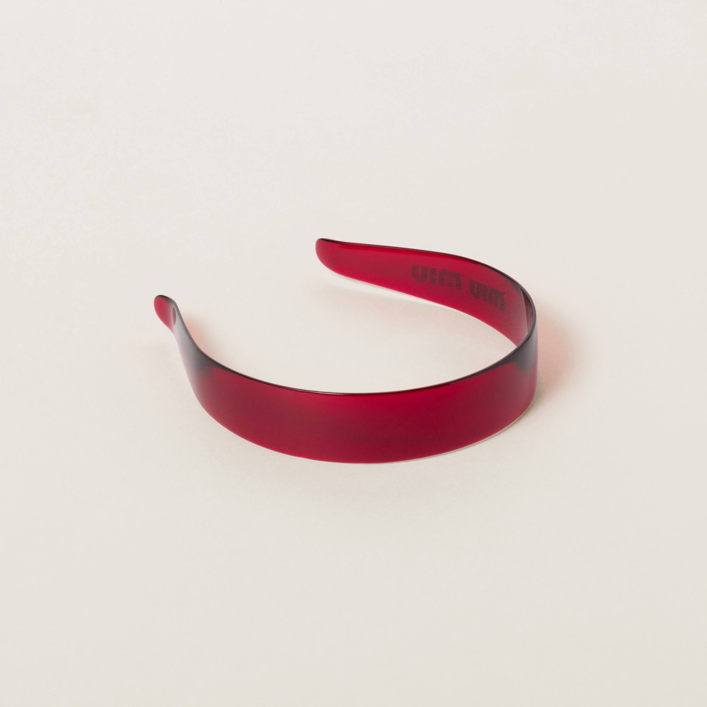 Miu Miu Plexiglas Headband In Amaranth Red/maize Yellow | ModeSens