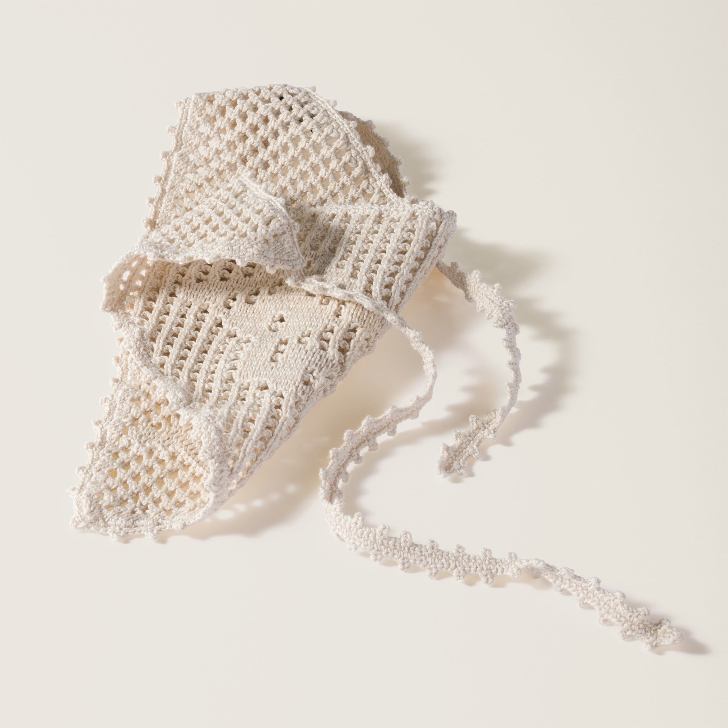 Miu Miu Crochet Cotton Triangle Scarf