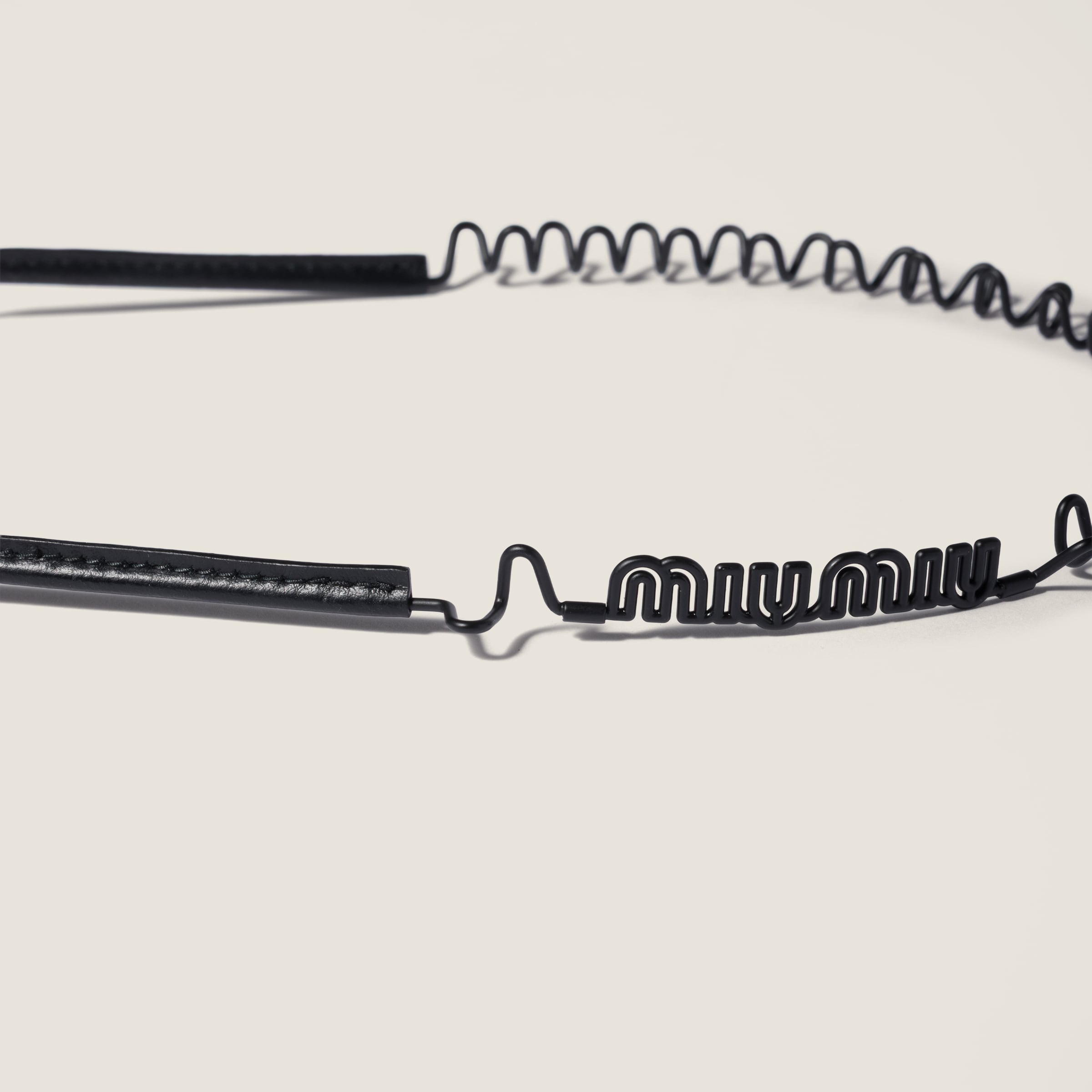 Black Metal And Leather Headband | Miu Miu - United States