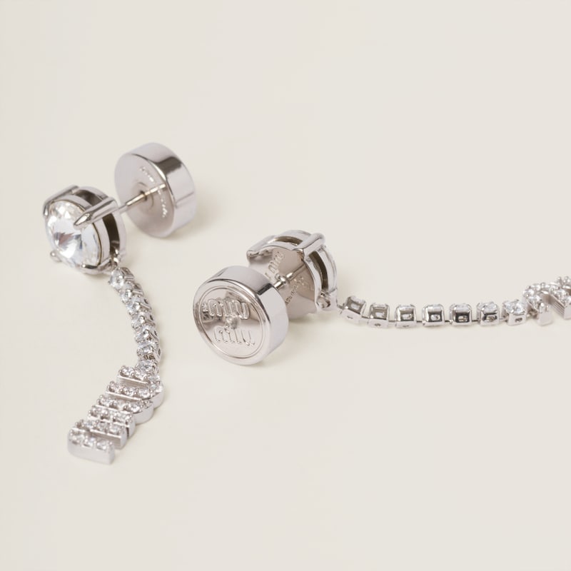 Metal earrings with crystals