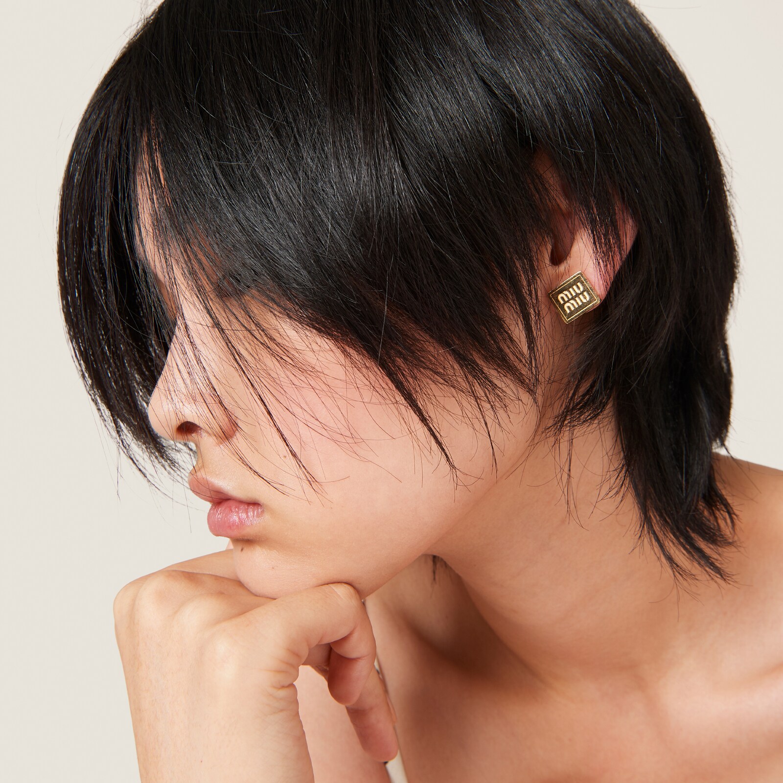 Gold Metal Earrings | Miu Miu
