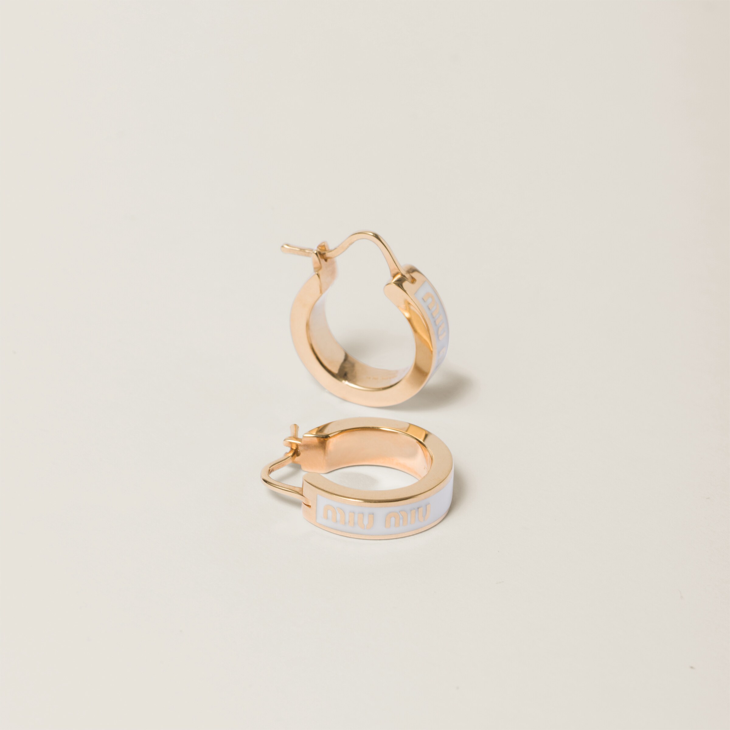 Shop Miumiu Enameled Metal Earrings In White