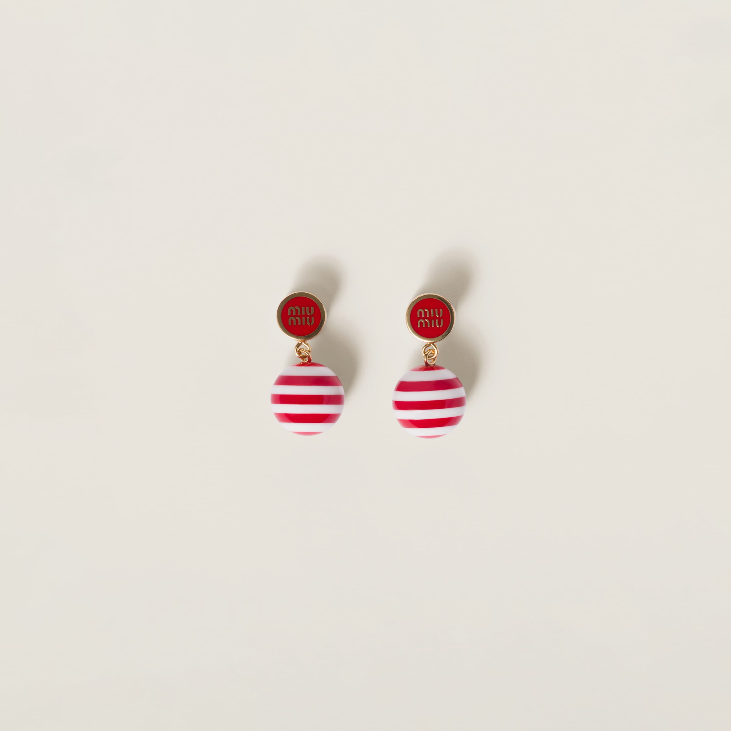 Miumiu Metal And Pearl Earrings In Red