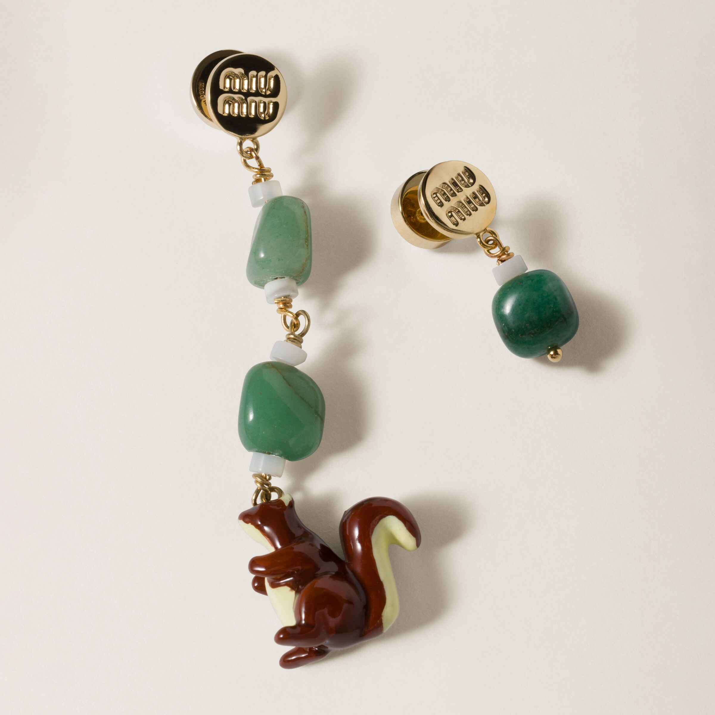 Gold/aventurine Metal Earrings | Miu Miu