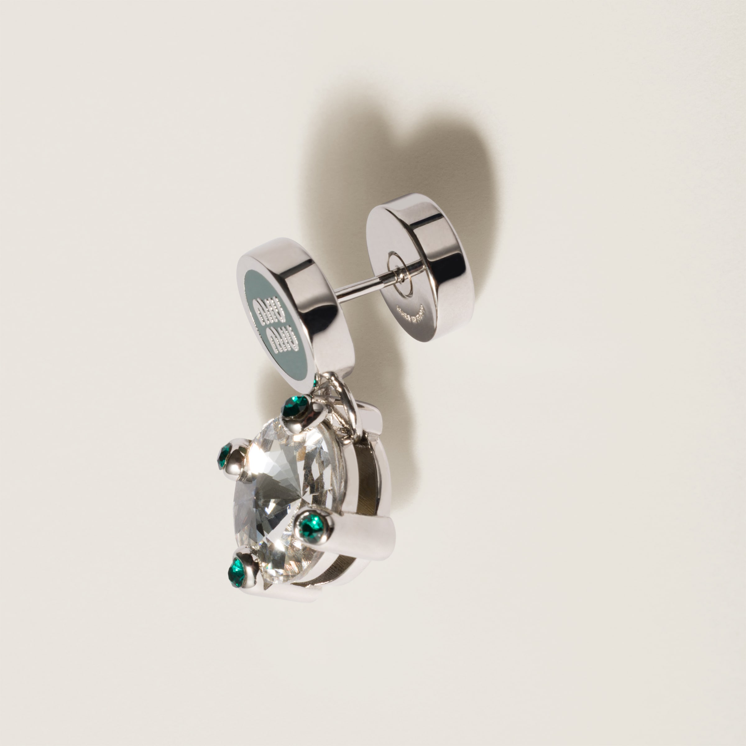 グリーン クリスタル付 メタル ピアス | Miu Miu グリーン クリスタル付 メタル ピアス | Miu Miu